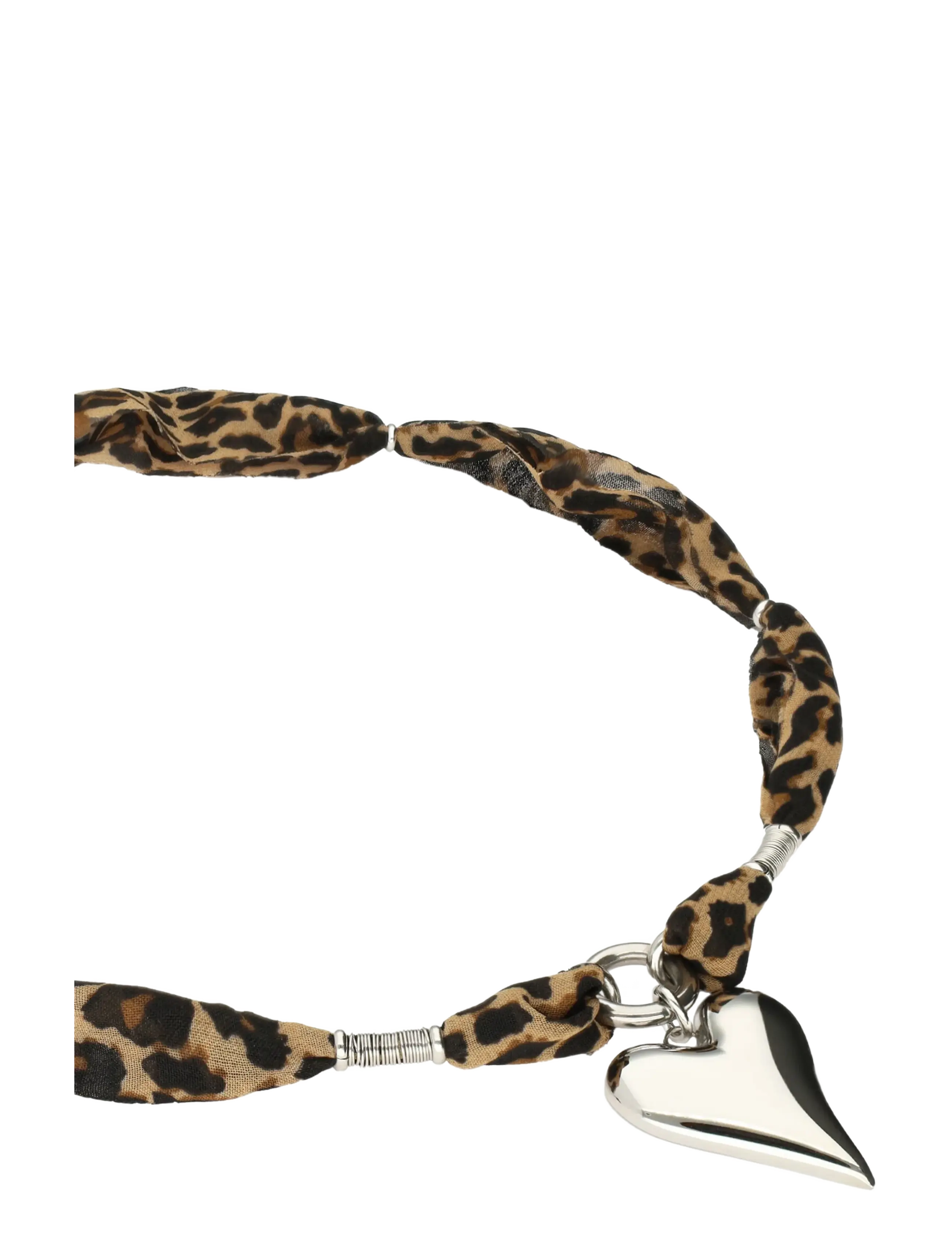 My Jewellery - Necklace leopard cord heart - statement kaelakeed - silver - 2