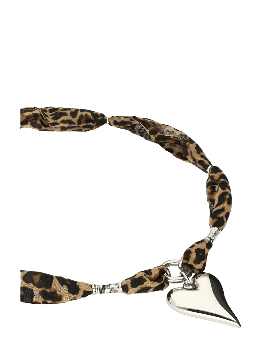 My Jewellery - Necklace leopard cord heart - statement kaelakeed - silver - 2
