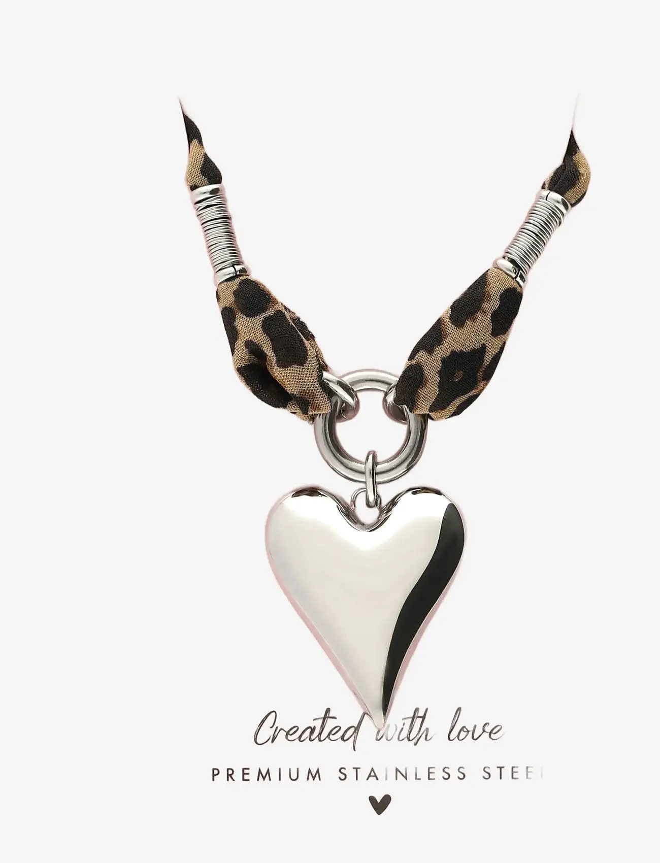 My Jewellery - Necklace leopard cord heart - statementhalsband - silver - 3