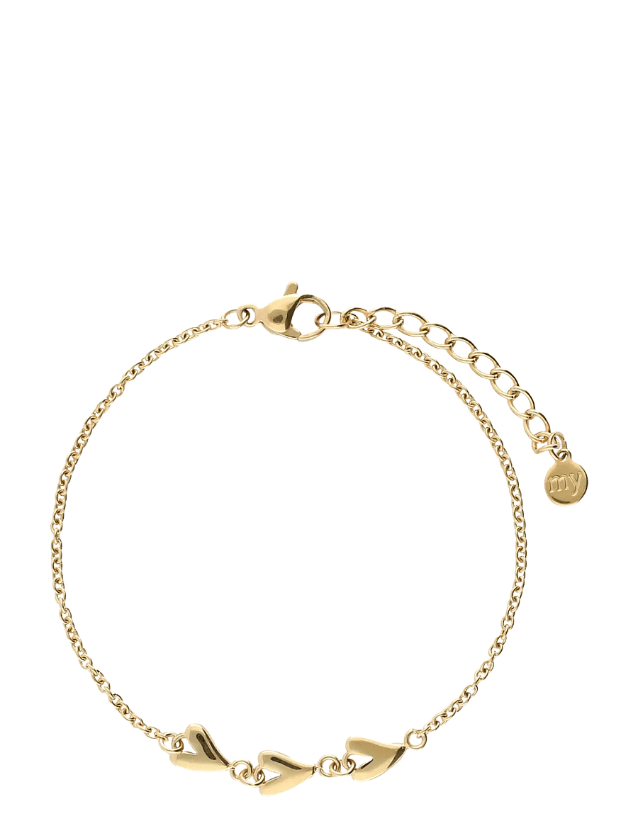 My Jewellery - Bracelet 3 horizontal hearts - kædearmbånd - gold - 1