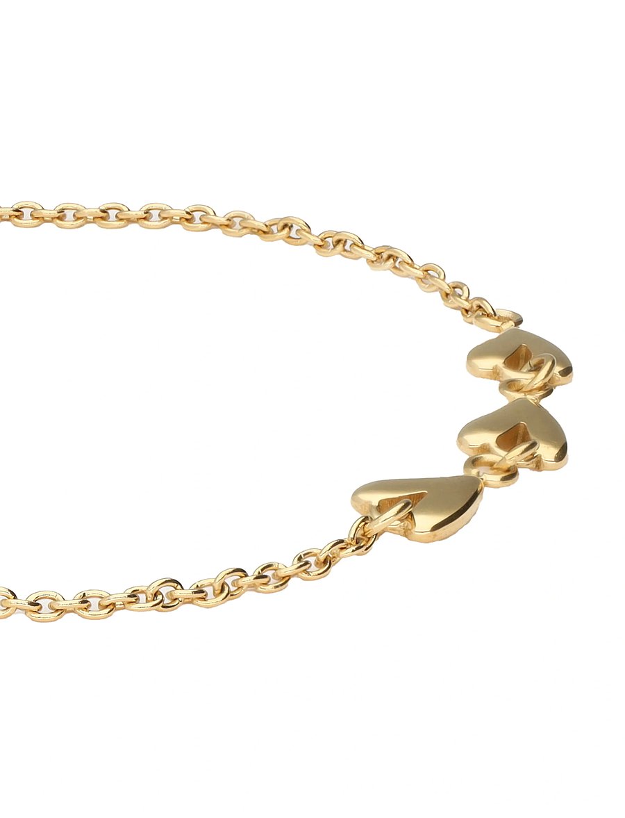 My Jewellery - Bracelet 3 horizontal hearts - kædearmbånd - gold - 2