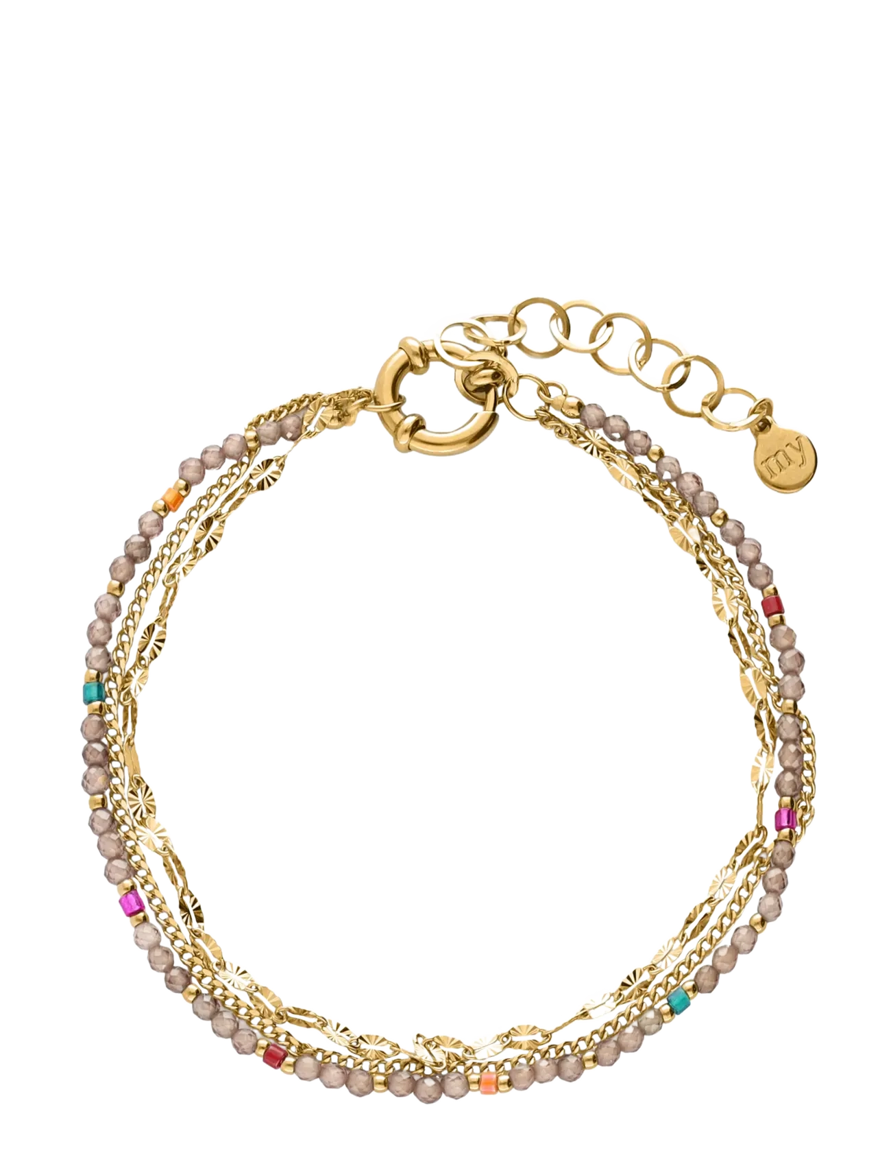 My Jewellery - Bracelet 3 layers taupe - gold - 1