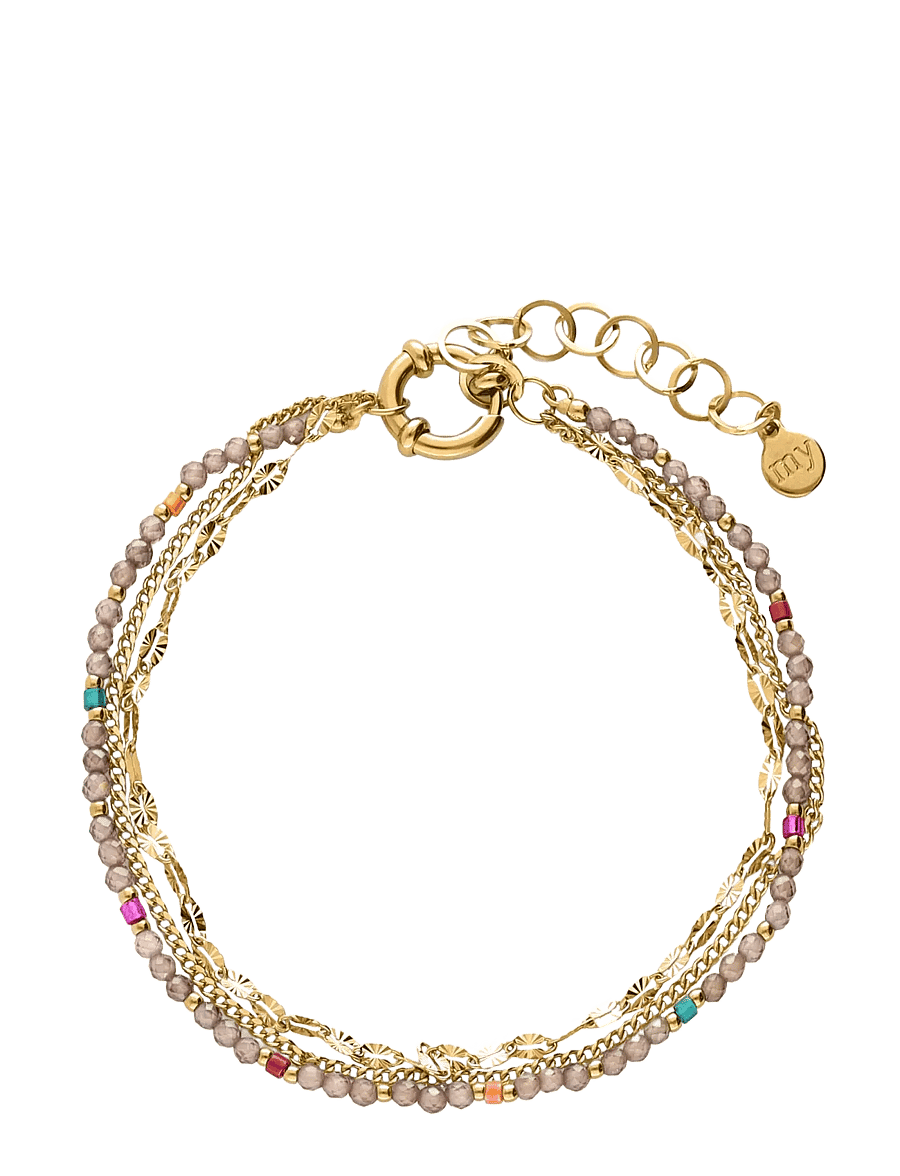 My Jewellery - Bracelet 3 layers taupe - kedjearmband - gold - 1