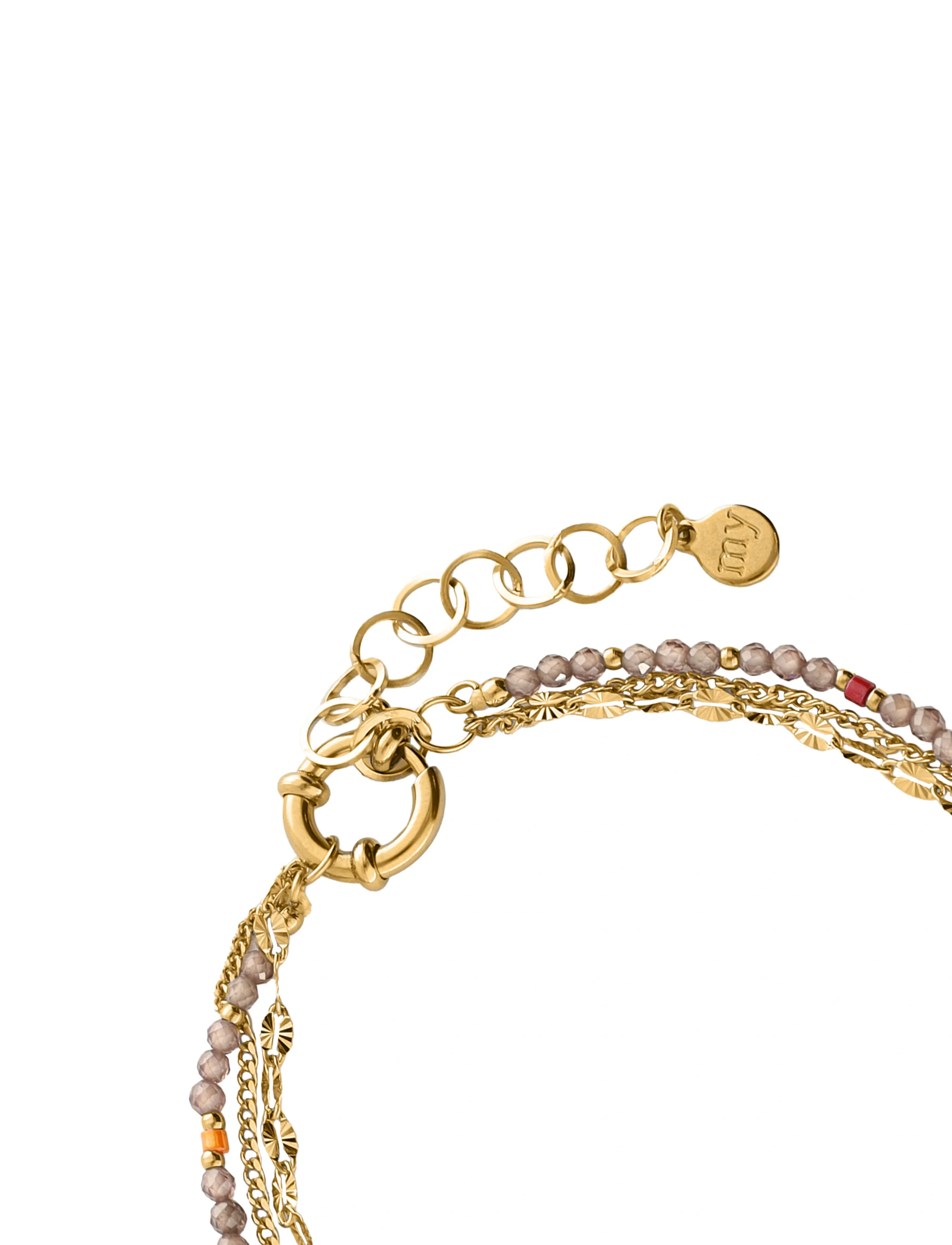 My Jewellery - Bracelet 3 layers taupe - gold - 2