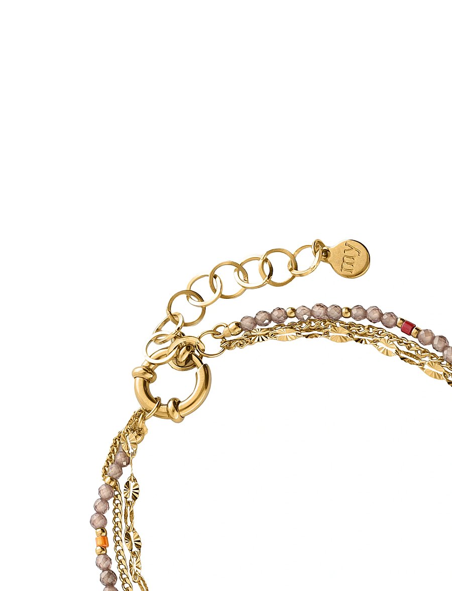 My Jewellery - Bracelet 3 layers taupe - kedjearmband - gold - 2