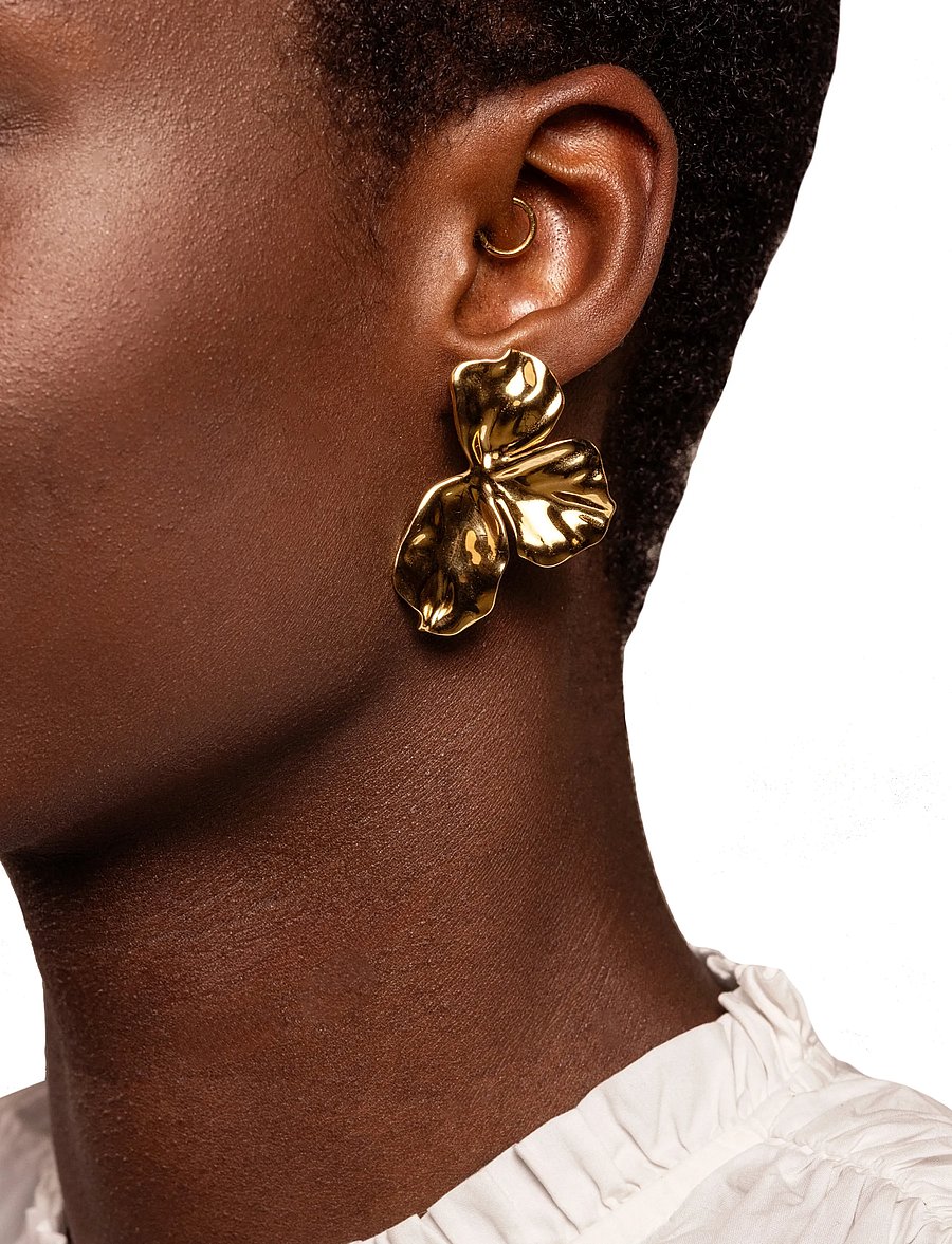 My Jewellery - Earstud half flower - statement øreringe - gold - 0