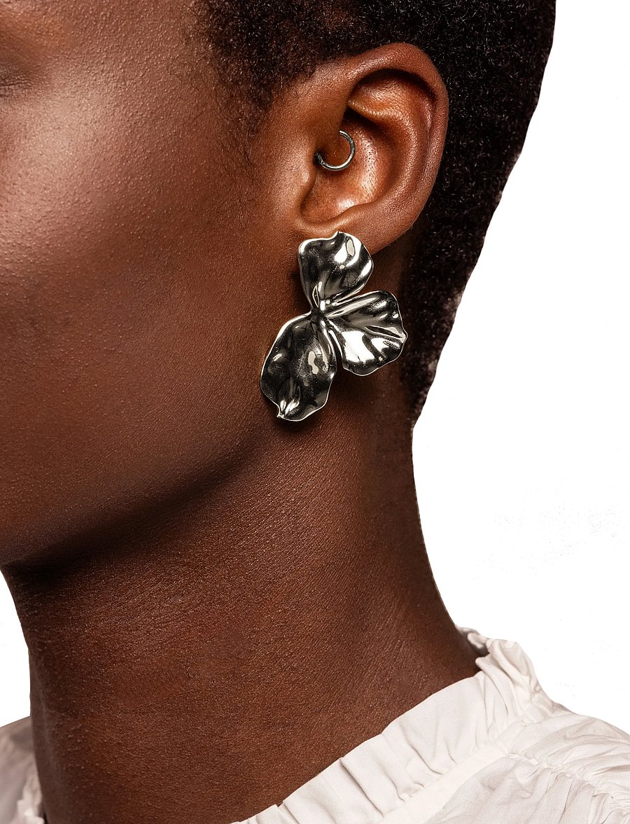 My Jewellery - Earstud half flower - statement øreringe - silver - 2