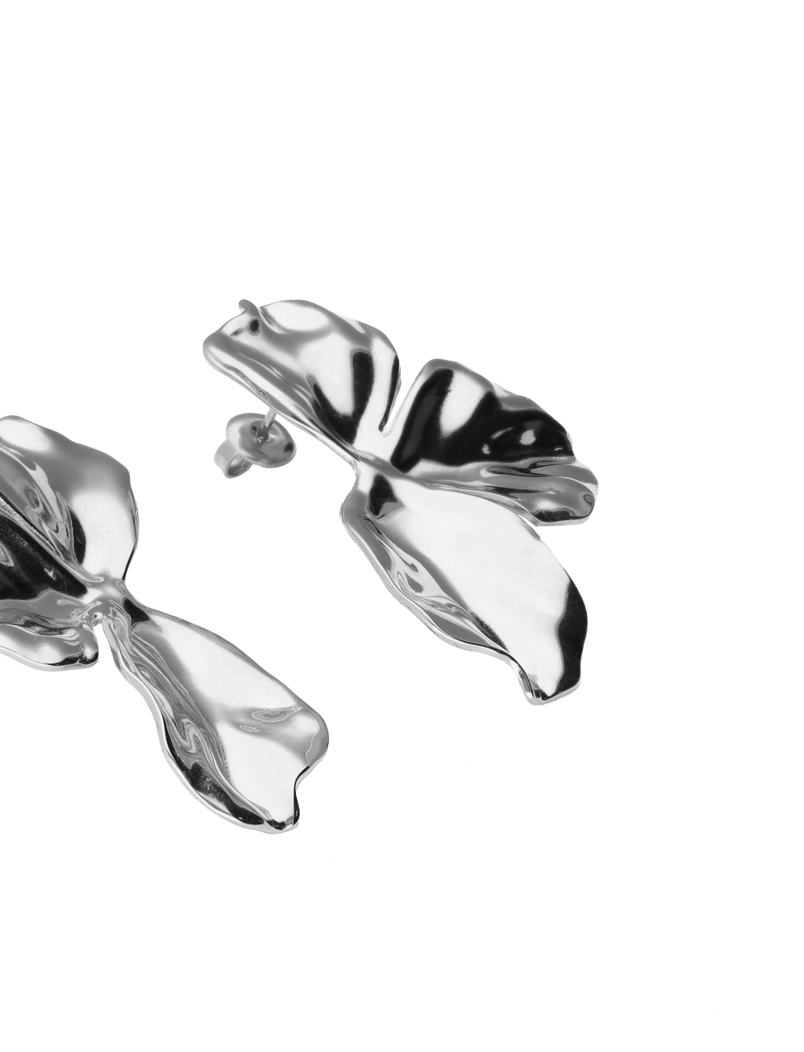 My Jewellery - Earstud half flower - statement øreringe - silver - 3