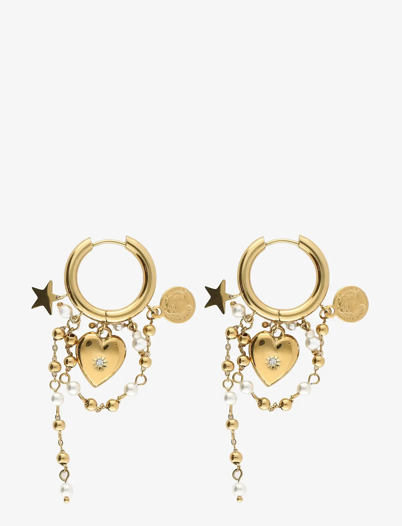 My Jewellery - Earrings heart pearl string - pärlörhängen - gold - 1