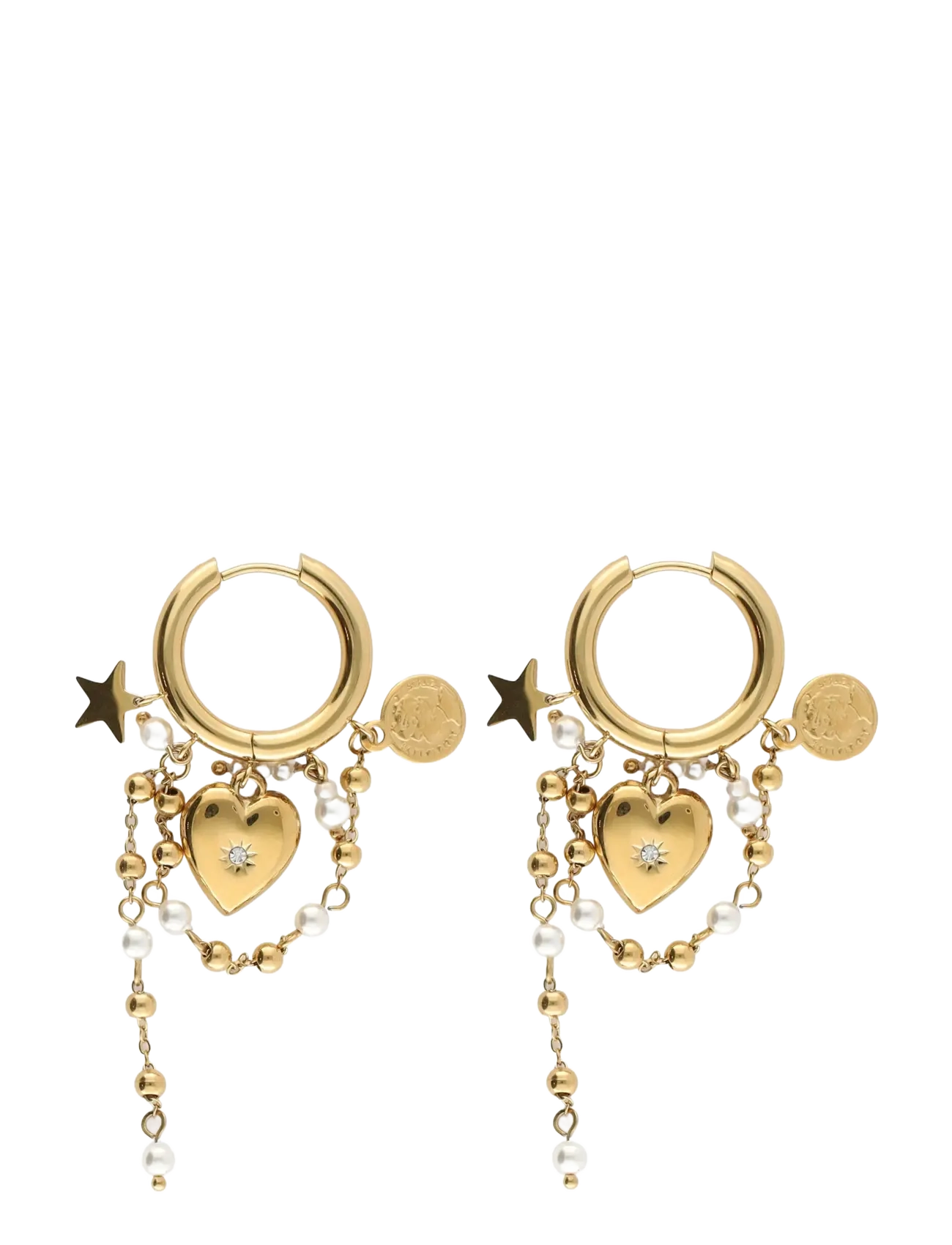 My Jewellery Earrings heart pearl string - Accessoarer - GOLD / gold
