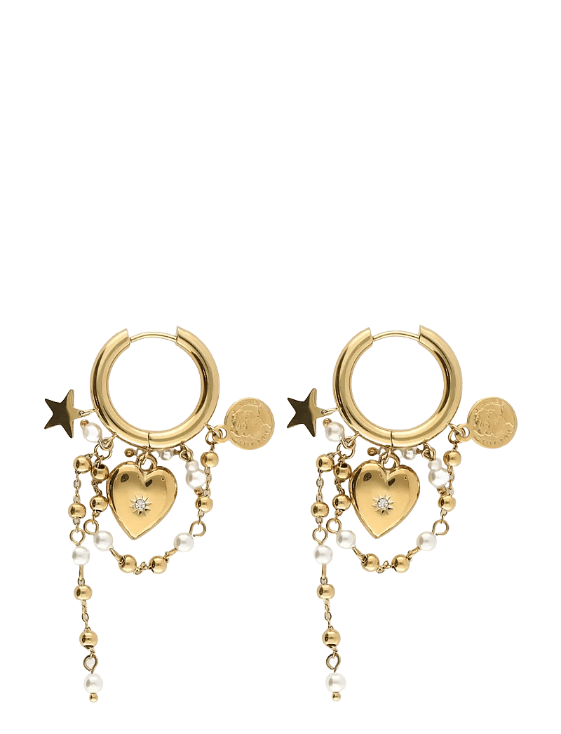 My Jewellery - Earrings heart pearl string - pärlörhängen - gold - 1