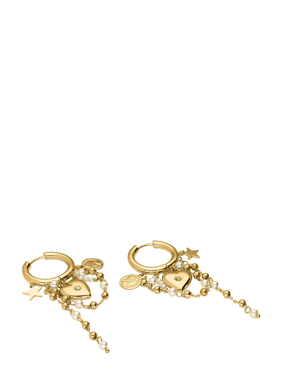 My Jewellery - Earrings heart pearl string - perleøredobber - gold - 2