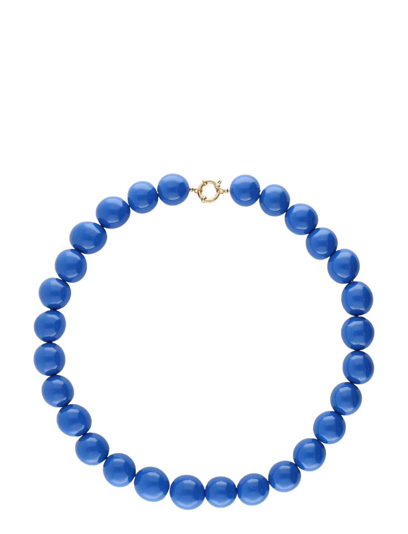 Necklace beads big blue - GOLD