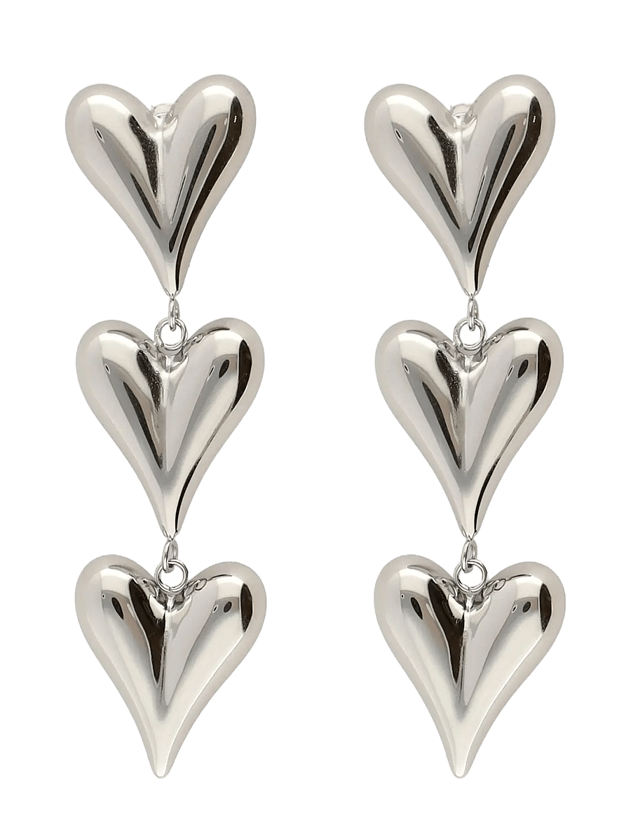 My Jewellery - Earrings 3 hearts - rippuvad kõrvarõngad - silver - 1