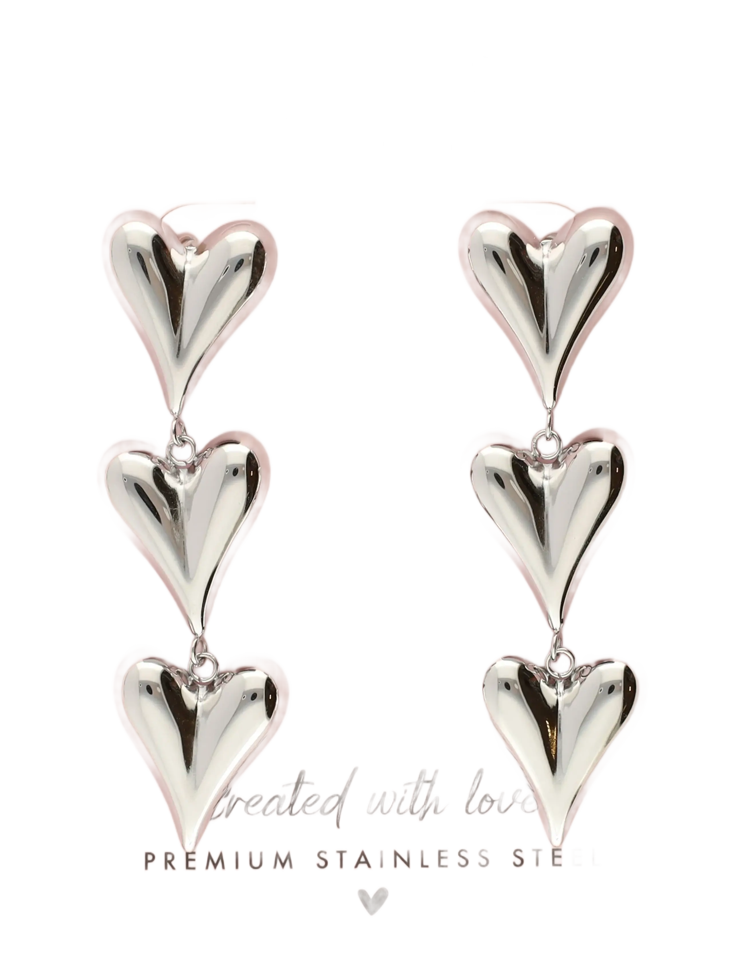 My Jewellery - Earrings 3 hearts - rippuvad kõrvarõngad - silver - 3