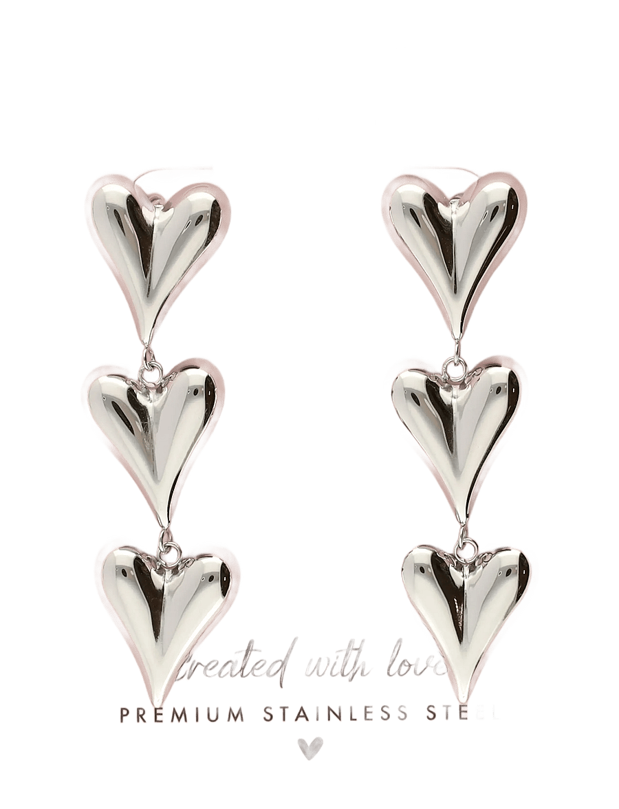 My Jewellery - Earrings 3 hearts - rippuvad kõrvarõngad - silver - 3