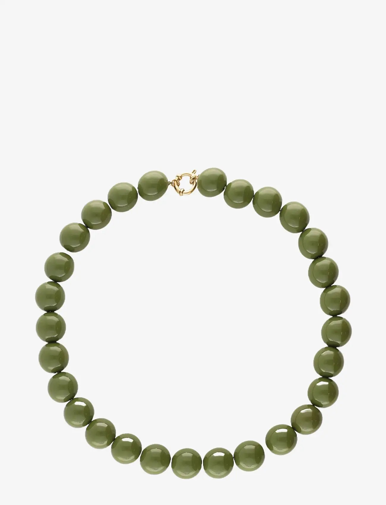 My Jewellery - Necklace beads big olive green - gold - 1