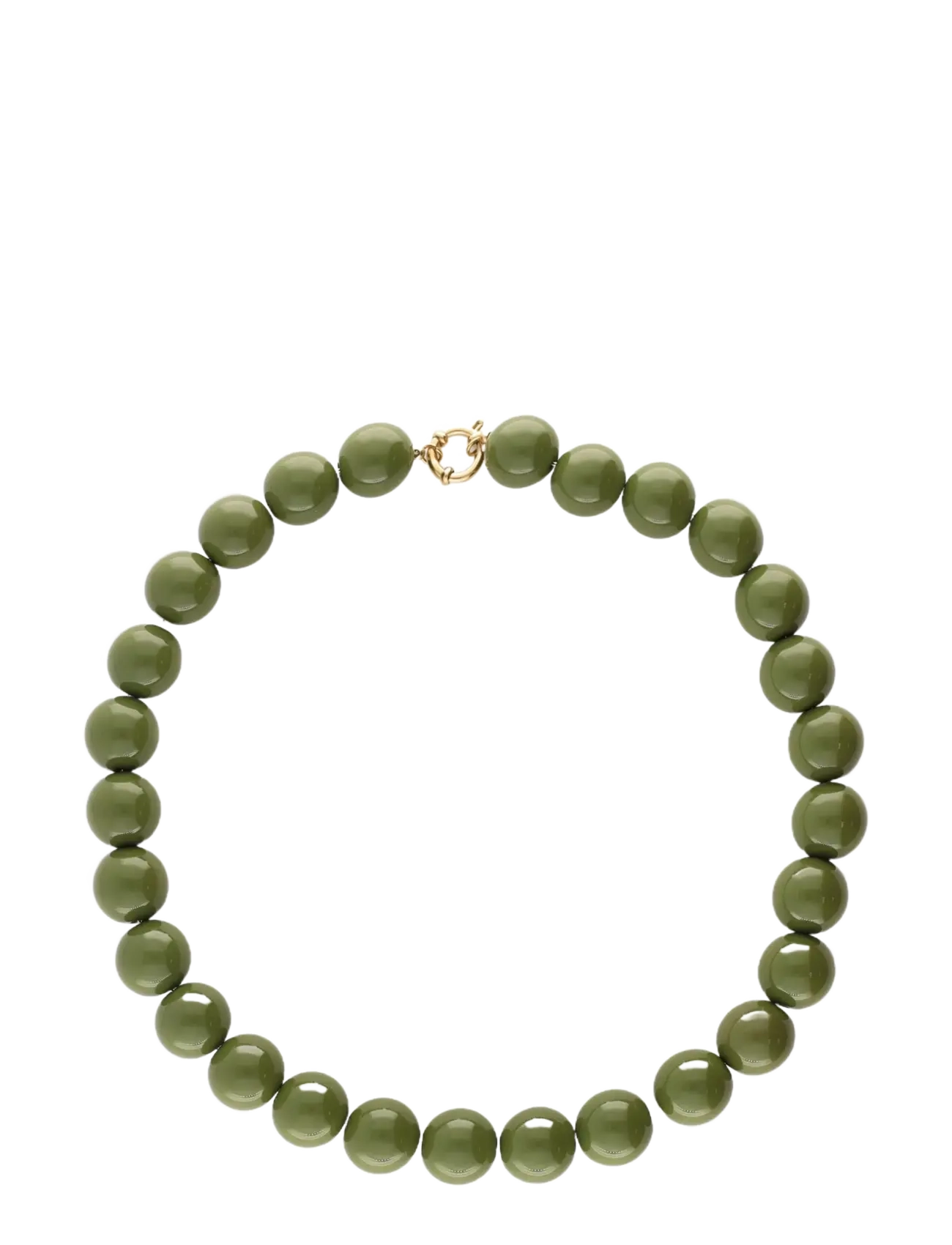 My Jewellery Necklace beads big olive green - Accessoires - GOLD / khaki/green