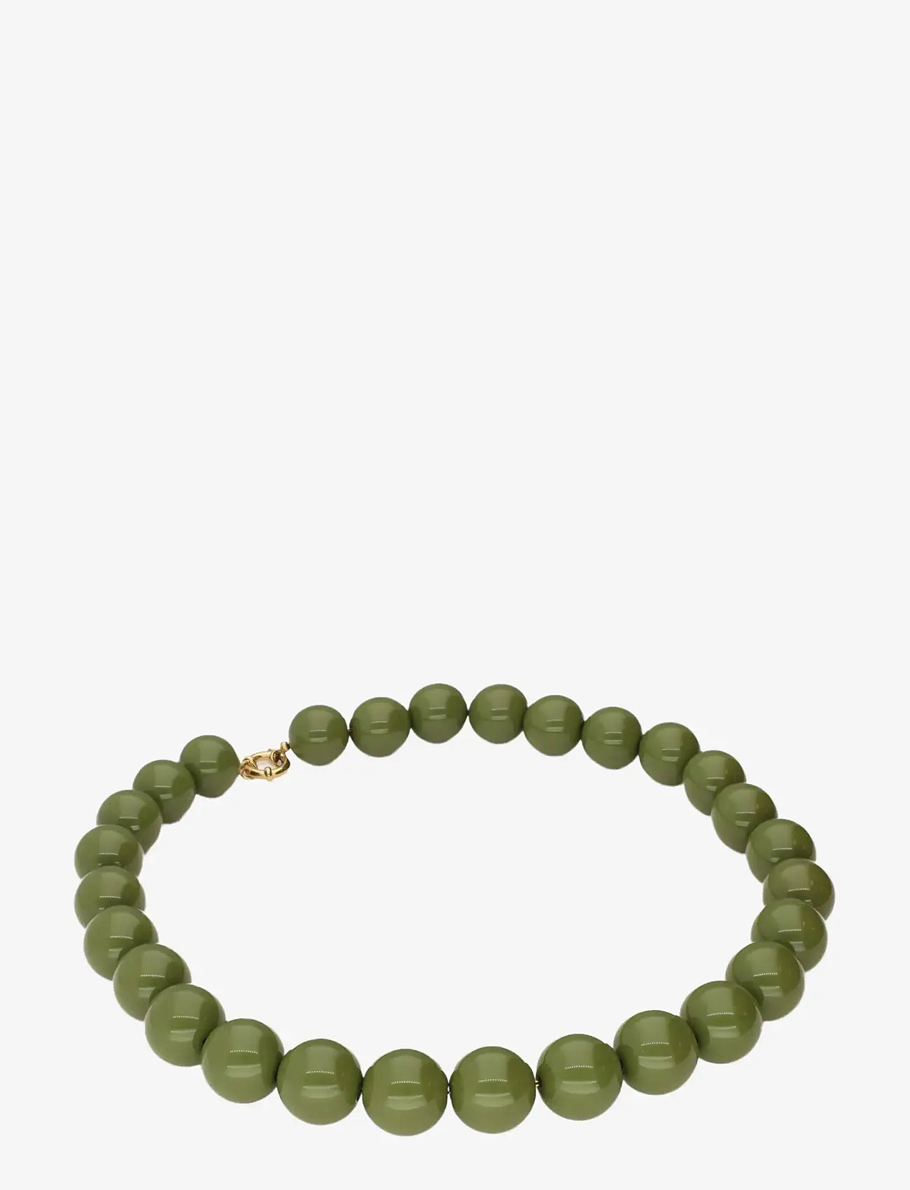 My Jewellery - Necklace beads big olive green - gold - 2