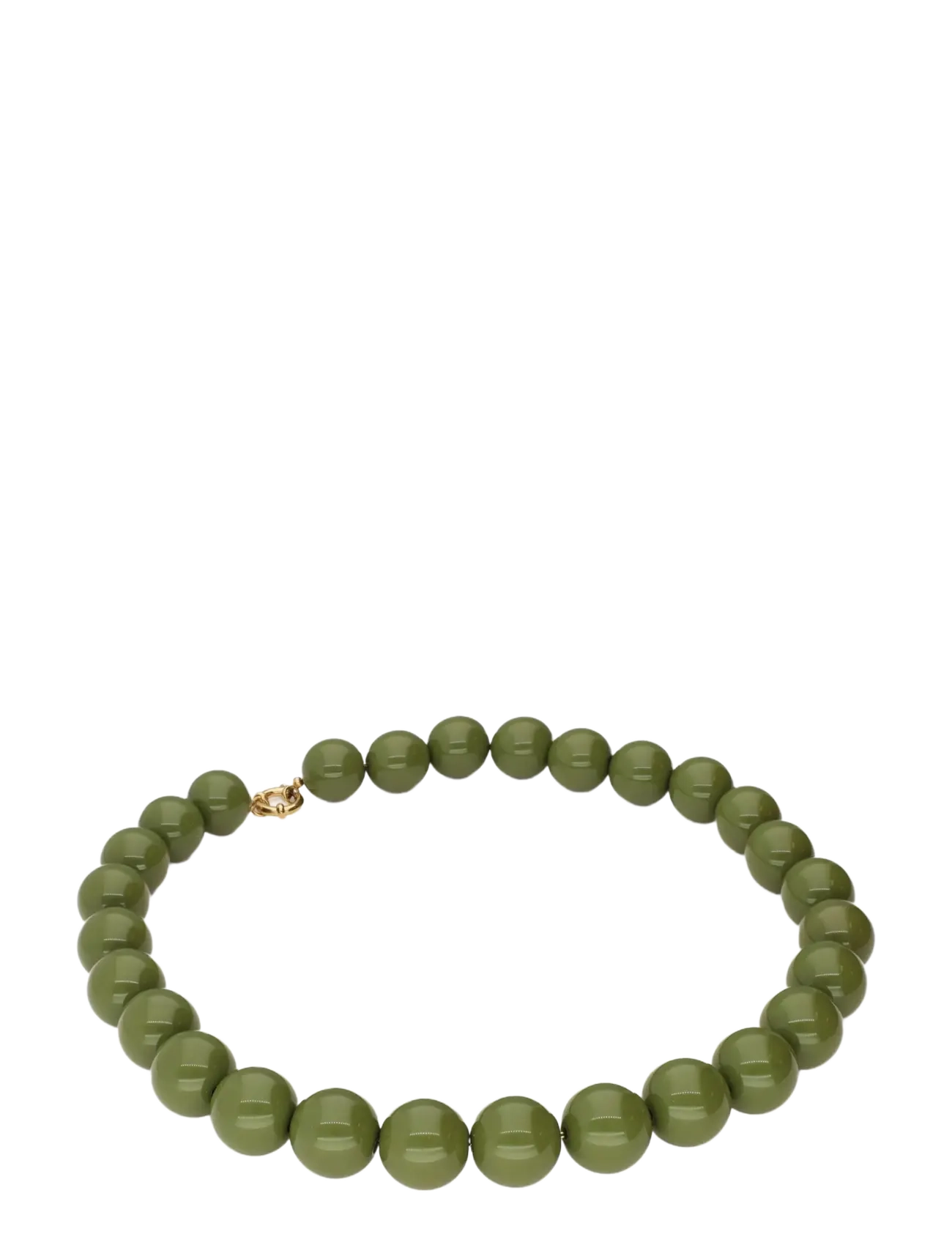 My Jewellery - Necklace beads big olive green - gold - 2