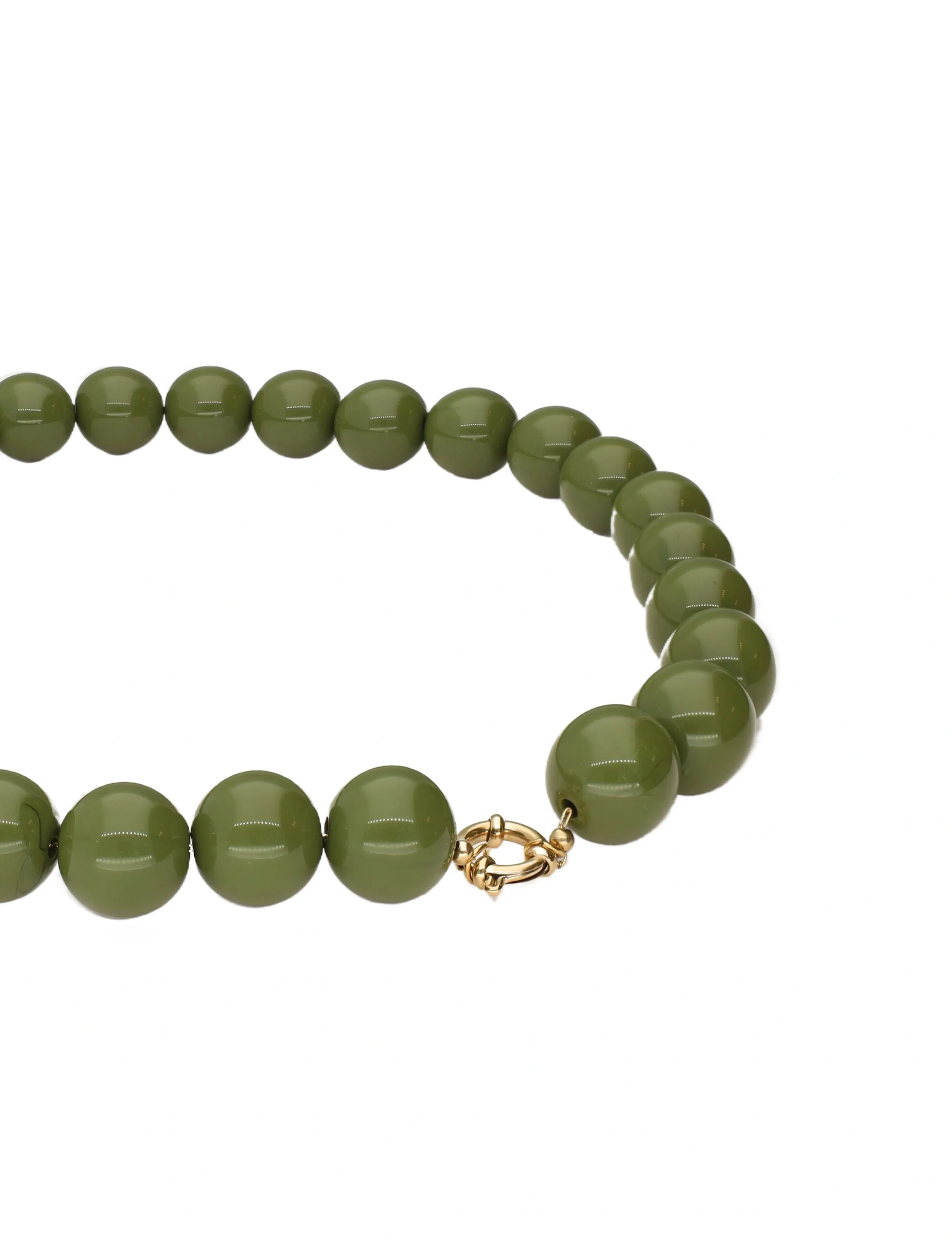 My Jewellery - Necklace beads big olive green - gold - 3