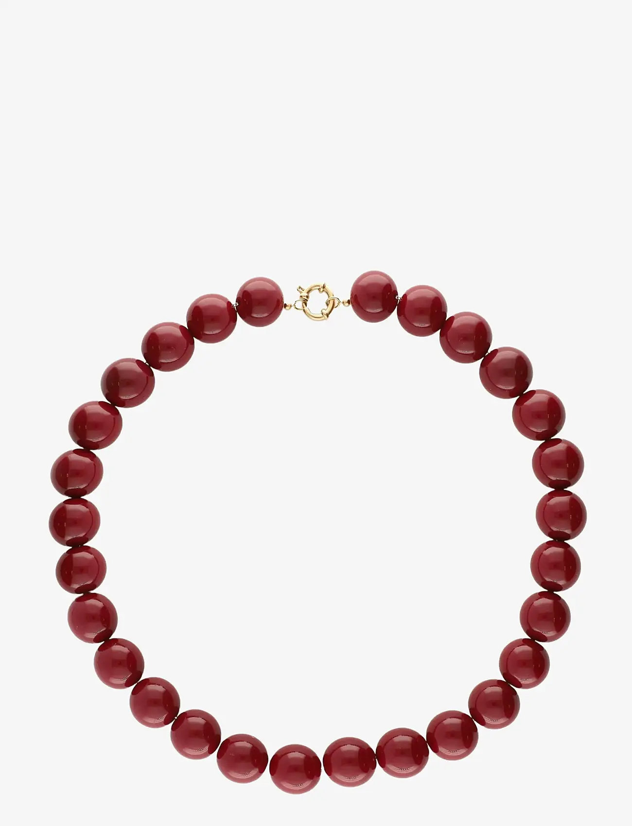 My Jewellery - Necklace beads big wine red - gold - 0
