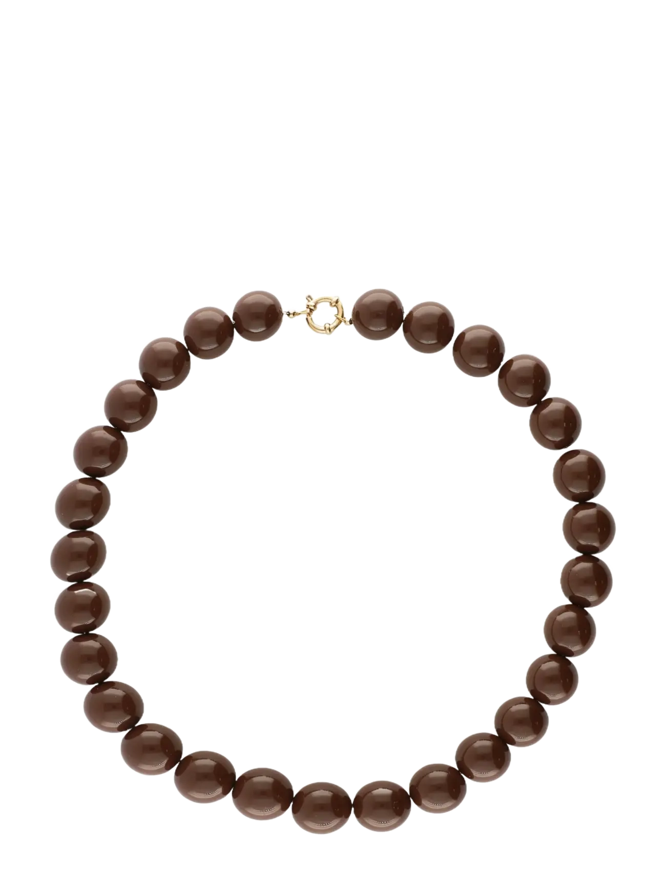 My Jewellery Necklace beads big brown - Festtøj - GOLD / brown