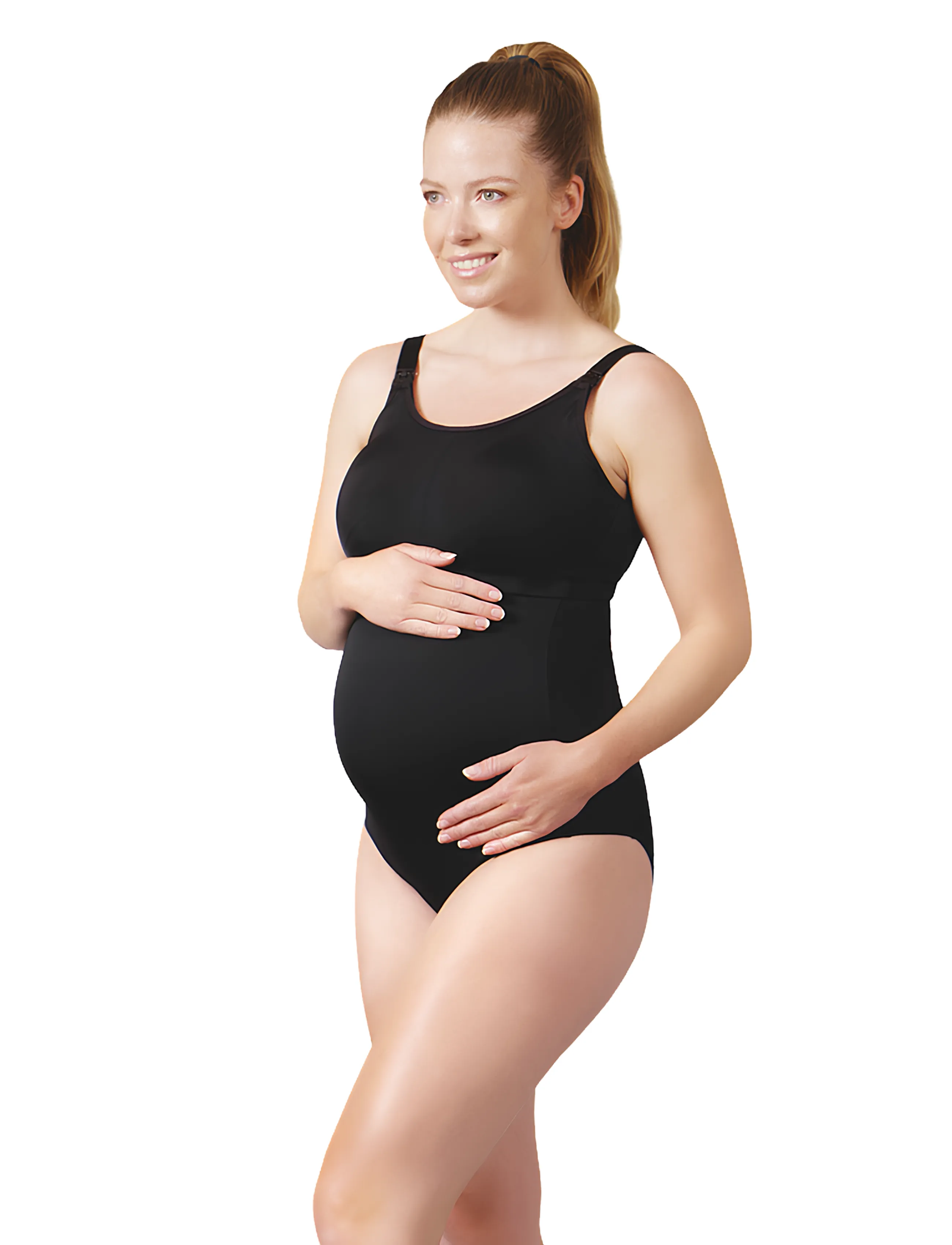 MyBelly Mami Maternity & Nursing Swimsuit, L, Bademode, Schwarz - Swimsuits, Frauen