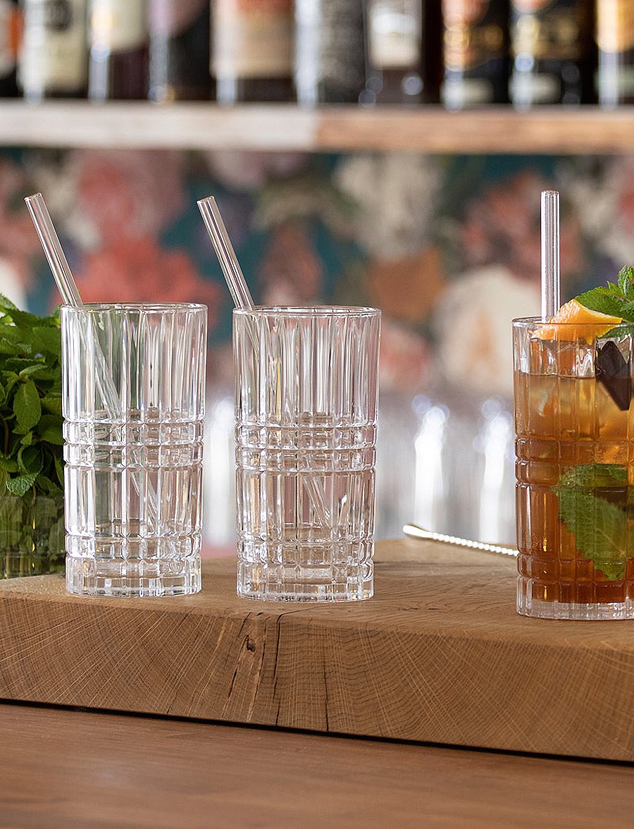 Nachtmann - Tastes Good Longdrink 4-pack with 4 glass straws - kokteili- ja martiiniklaasid - clear - 0