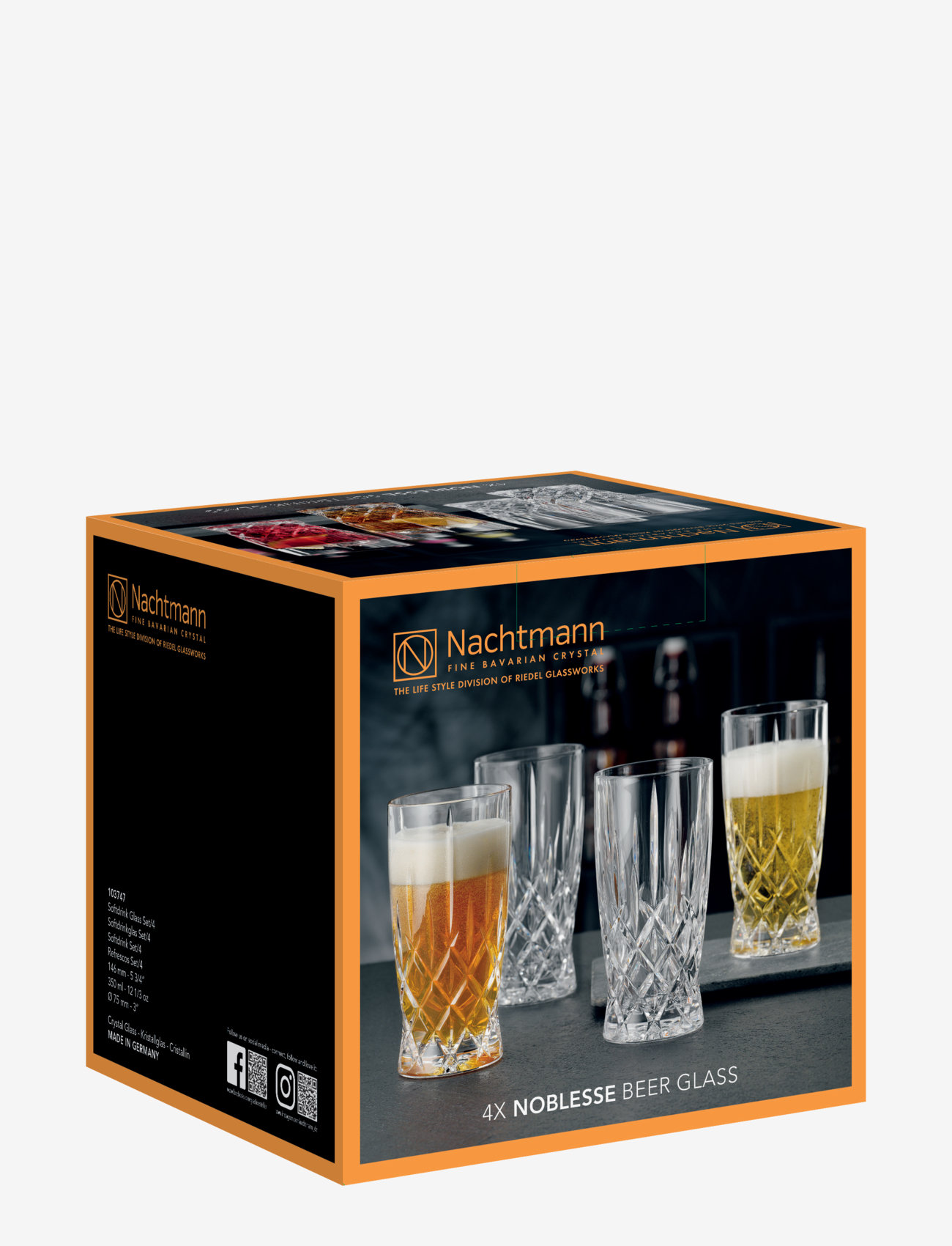 Nachtmann - Noblesse Softdrink 37 cl 4-p - Ølglass - clear glass - 1