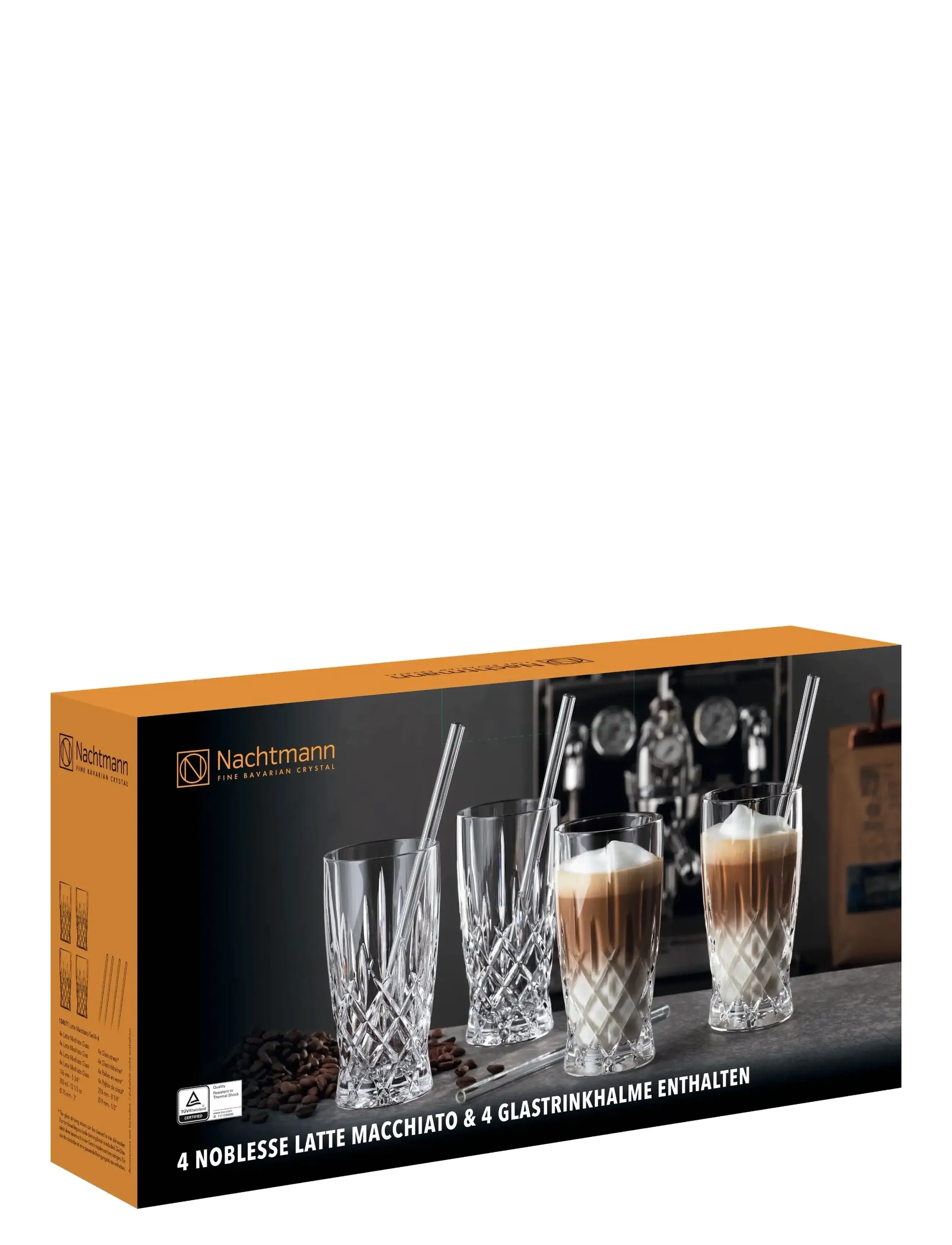 Nachtmann - Noblesse Latte Macchiato Glass 35cl with glass straw 4-p - køb efter pris - clear - 2