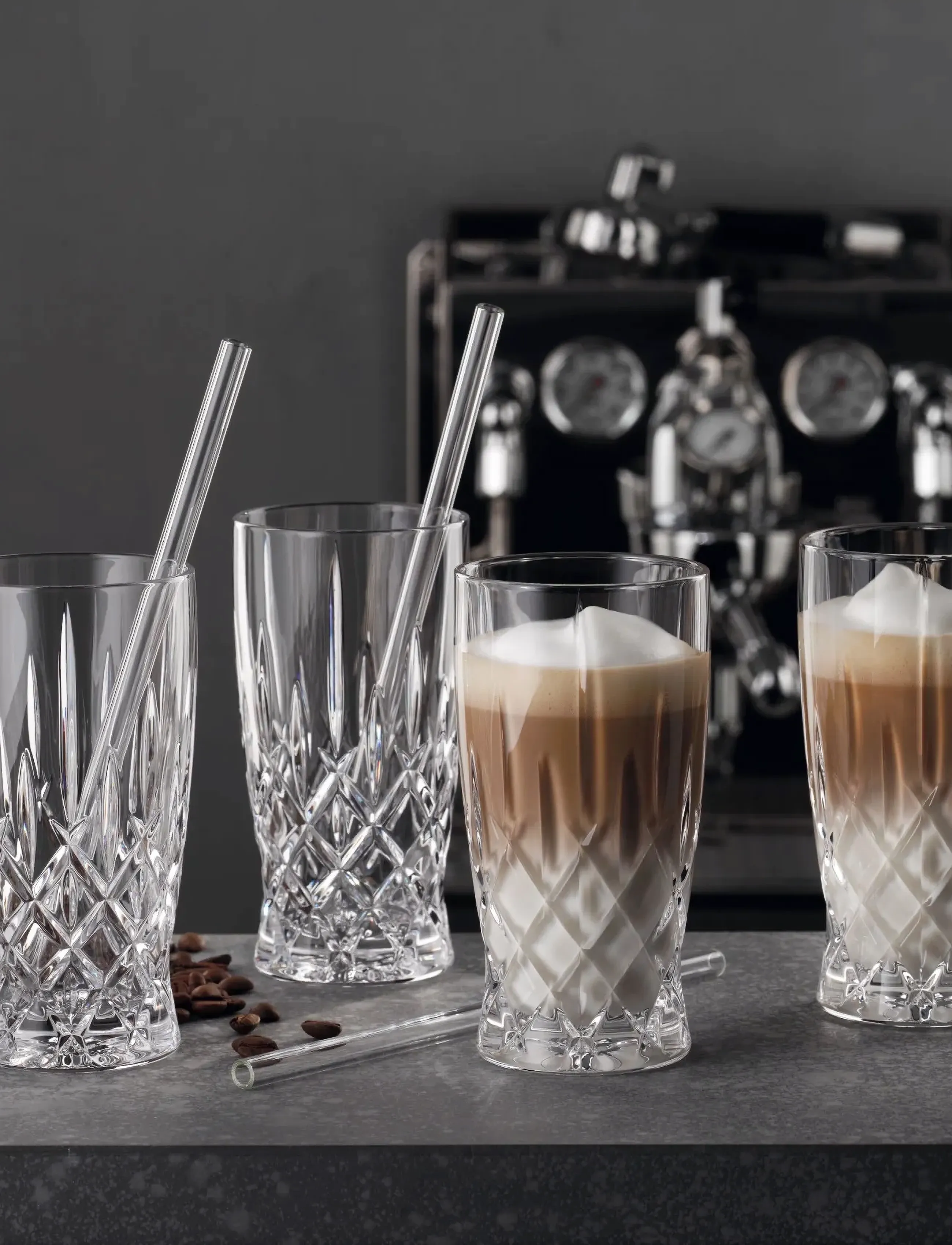 Nachtmann Noblesse Latte Macchiato-Glas 35 Cl Med Glasstrå, 4-Pak, CL, Glass, Nackt - Drinking Homeware