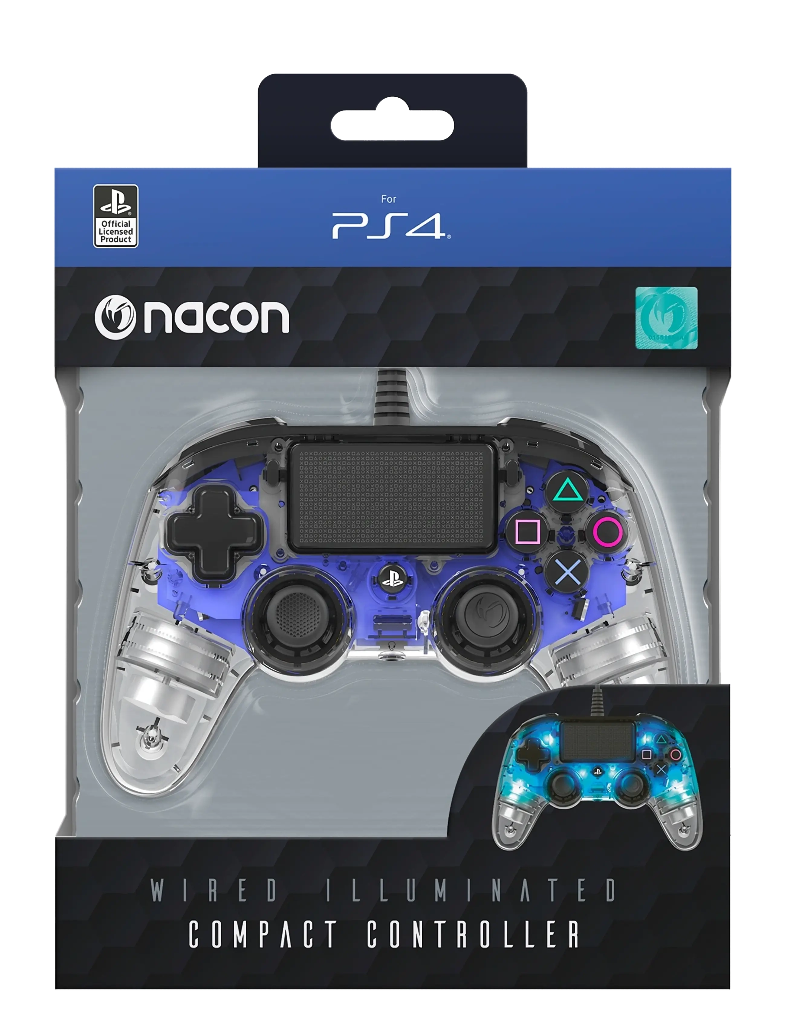 NACON Ps4 Wired Illuminated Compact Controller Light Blue, Børn, Controllers, Blå, Str: ONE SIZE
