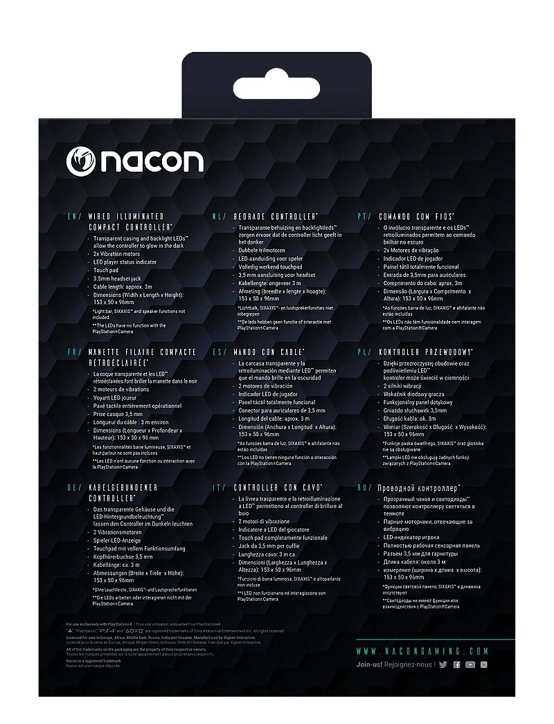 NACON - PS4 WIRED ILLUMINATED COMPACT CONTROLLER LIGHT RED - ohjaimet - red - 1