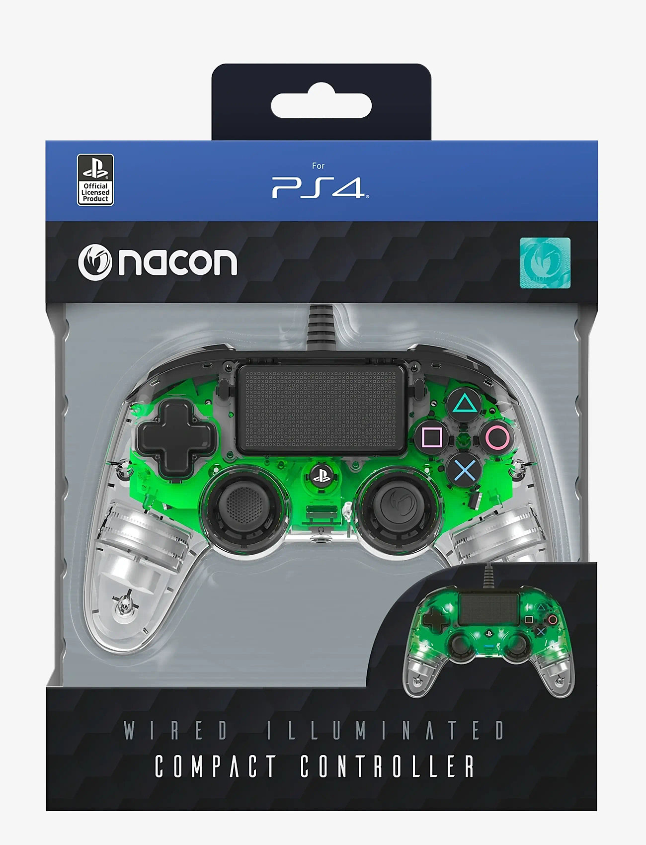 NACON - PS4 WIRED ILLUMINATED COMPACT CONTROLLER LIGHT GREEN - kontrolieri - green - 0