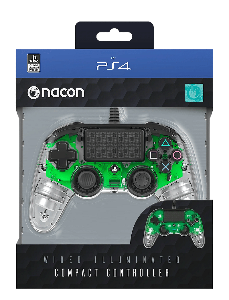 NACON - PS4 WIRED ILLUMINATED COMPACT CONTROLLER LIGHT GREEN - kontrolieri - green - 0