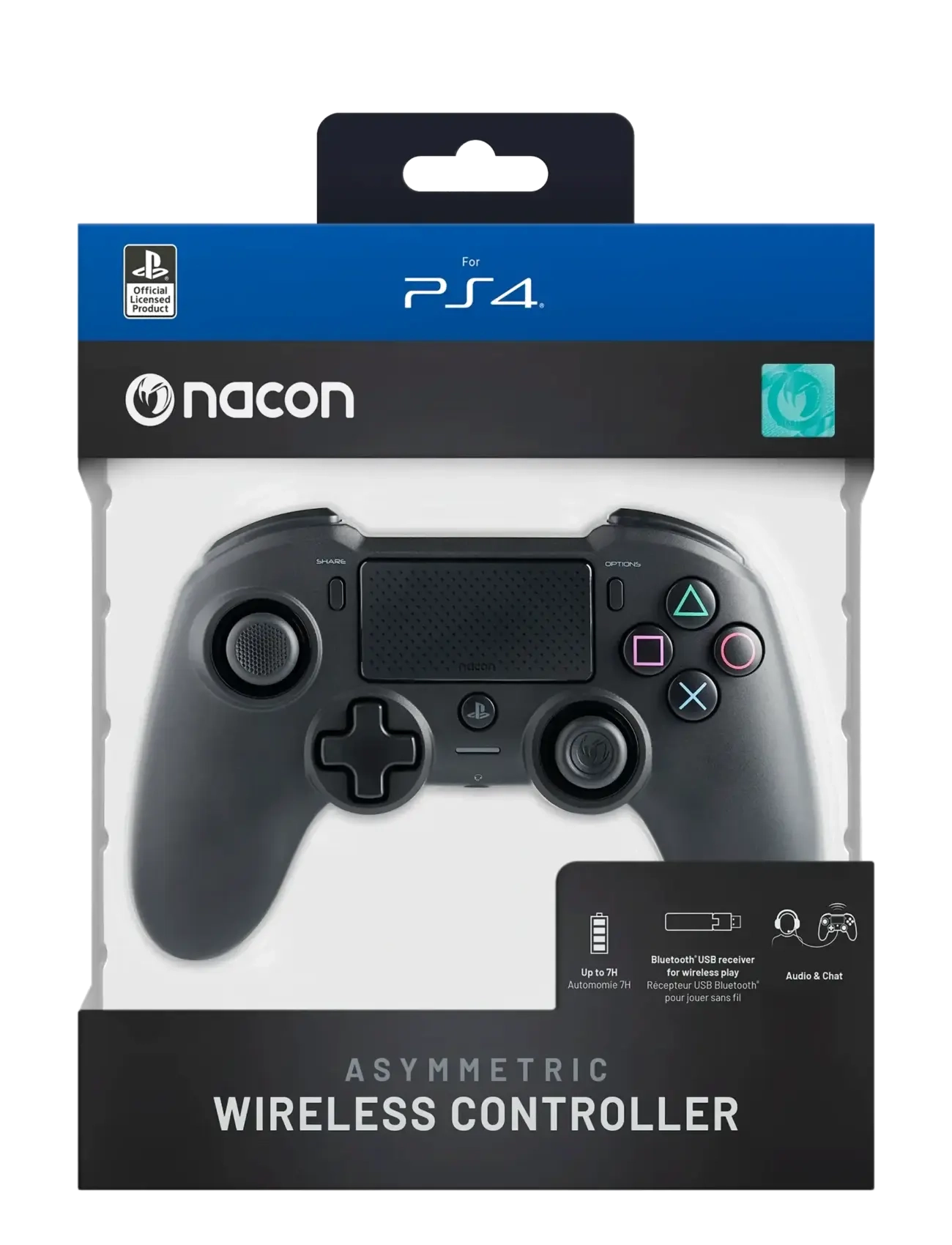 NACON Ps4 Asymmetric Wireless Controller, One Size, Black, Accessories > Controllers, Børn