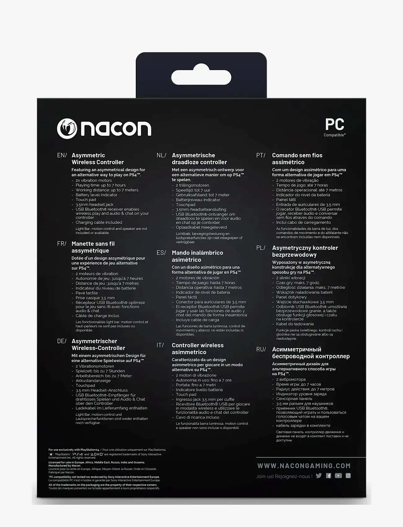 NACON - PS4 ASYMMETRIC WIRELESS CONTROLLER - controllere - black - 1