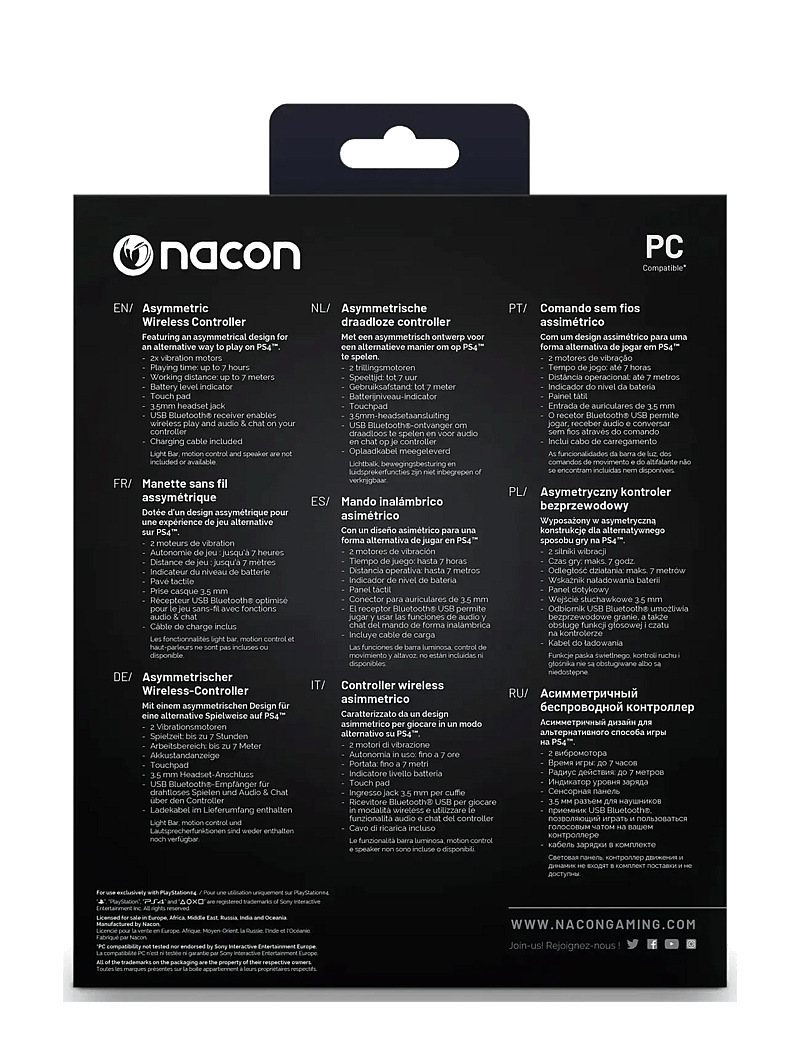 NACON - PS4 ASYMMETRIC WIRELESS CONTROLLER - controllere - black - 1
