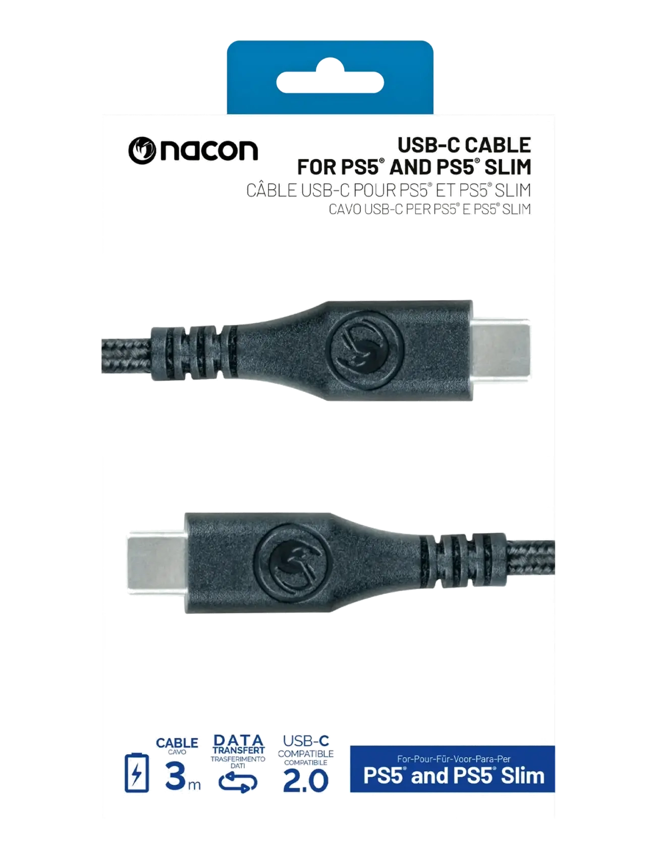 NACON Ps5 Usb Cable Ctoc 3 M, Børn, Other, Sort, Str: ONE SIZE