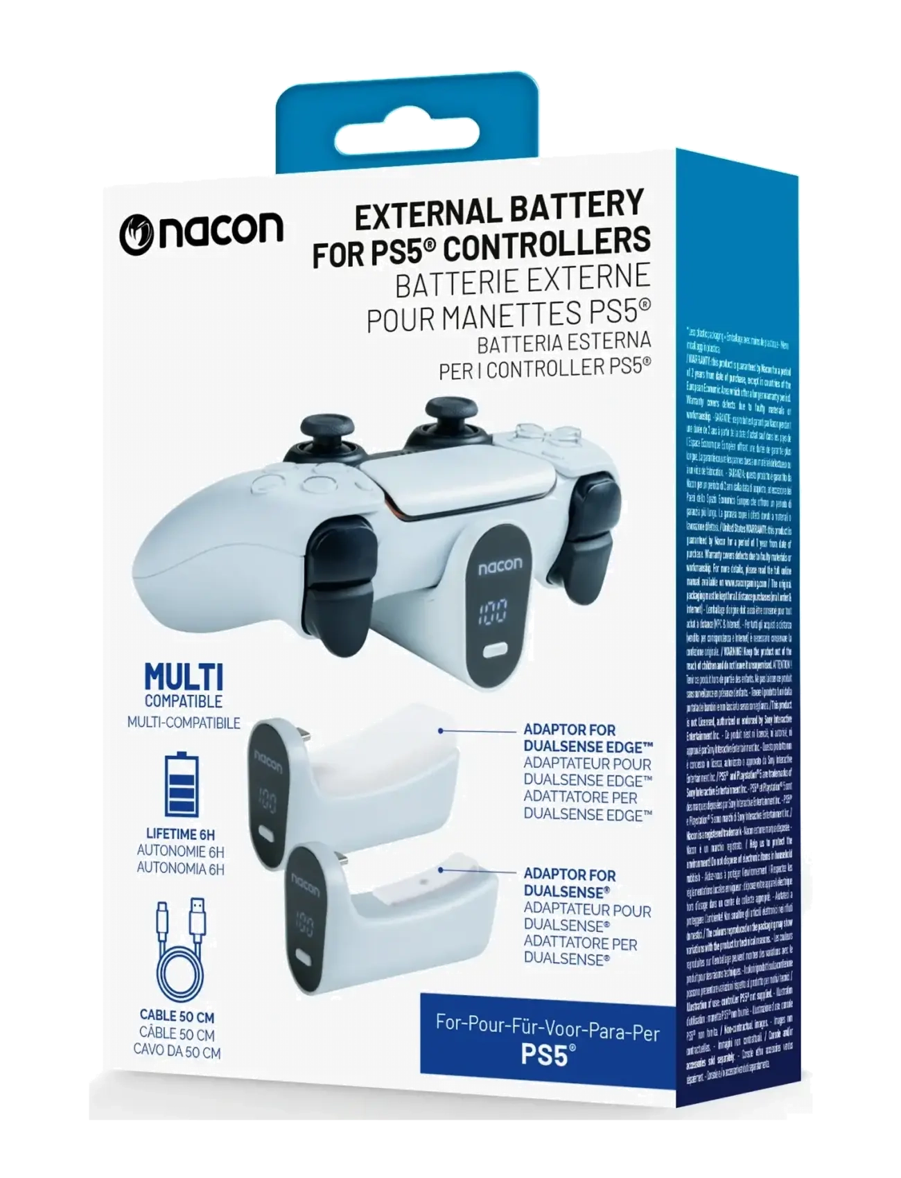 NACON - PS5 EXTERNAL BATTERY FOR DUALSENSE & DUALSENSE EDGE - stativer og ladestasjoner - multi - 1