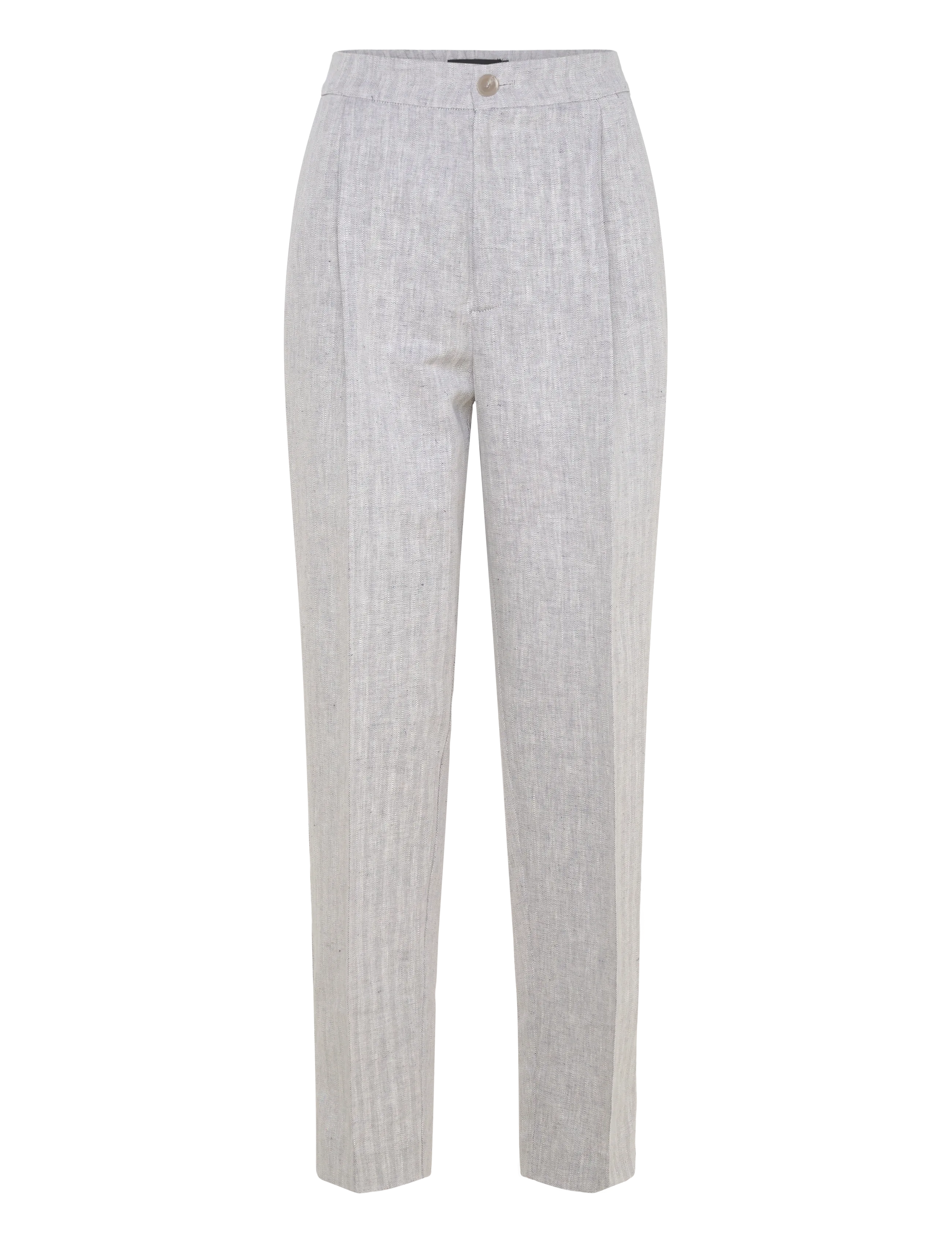 Naja Lauf ANNICA PANTS RUSTIC HERRINGBONE - Linnebyxor - NAVY WHITE / grey