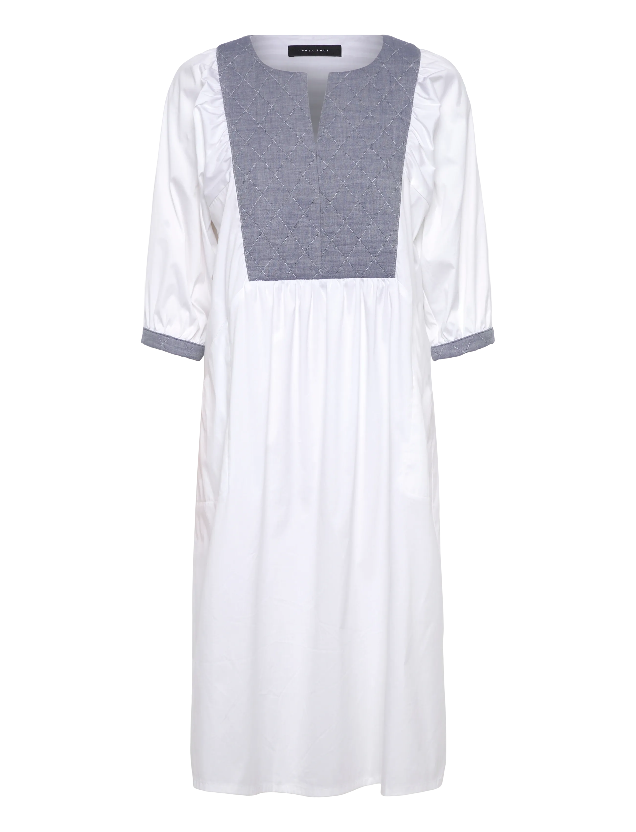 Naja Lauf LINNEA DRESS CHAMBRAY QUILT - Midi kjoler - BLUE / white