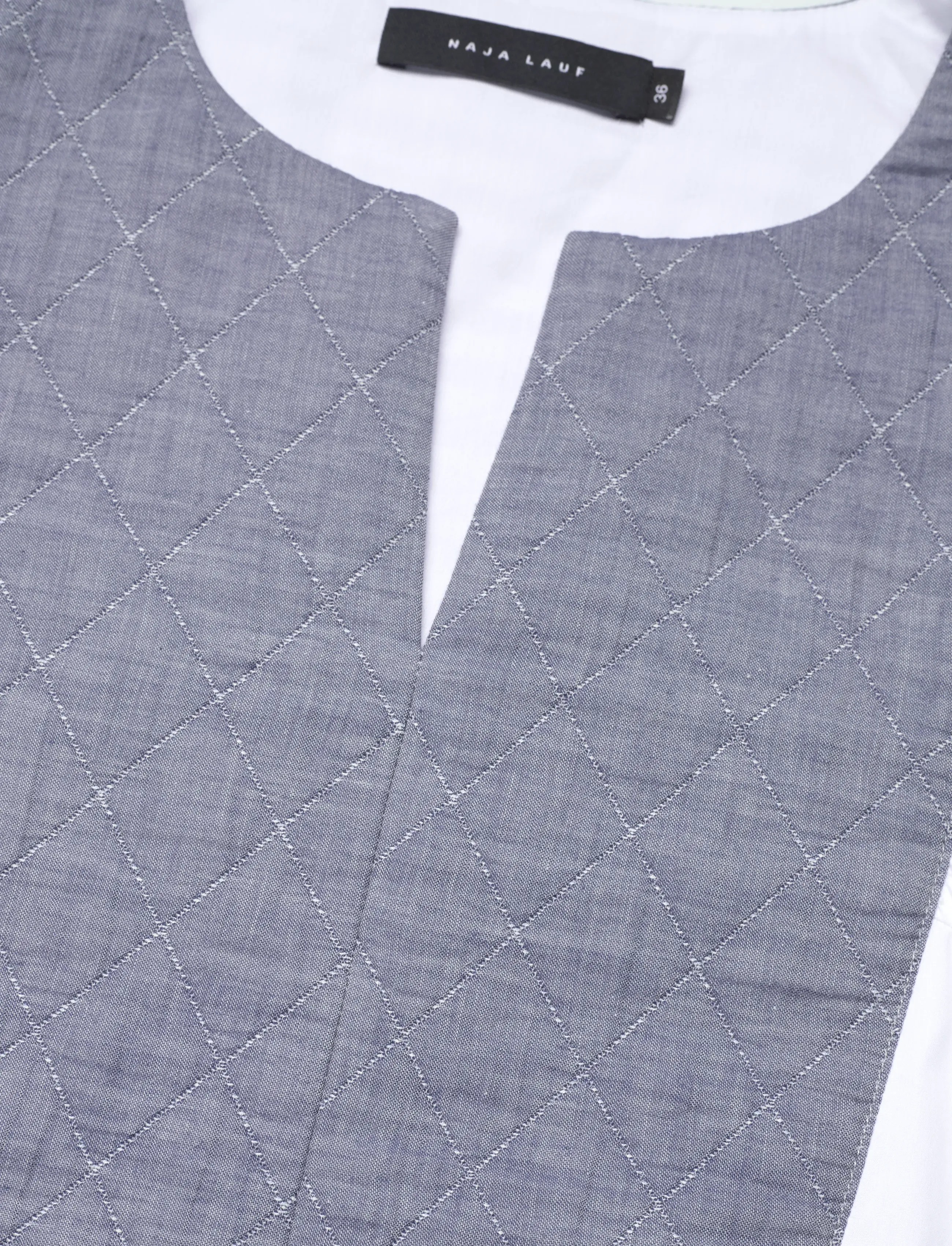 Naja Lauf - LINNEA DRESS CHAMBRAY QUILT - midi kjoler - blue - 4