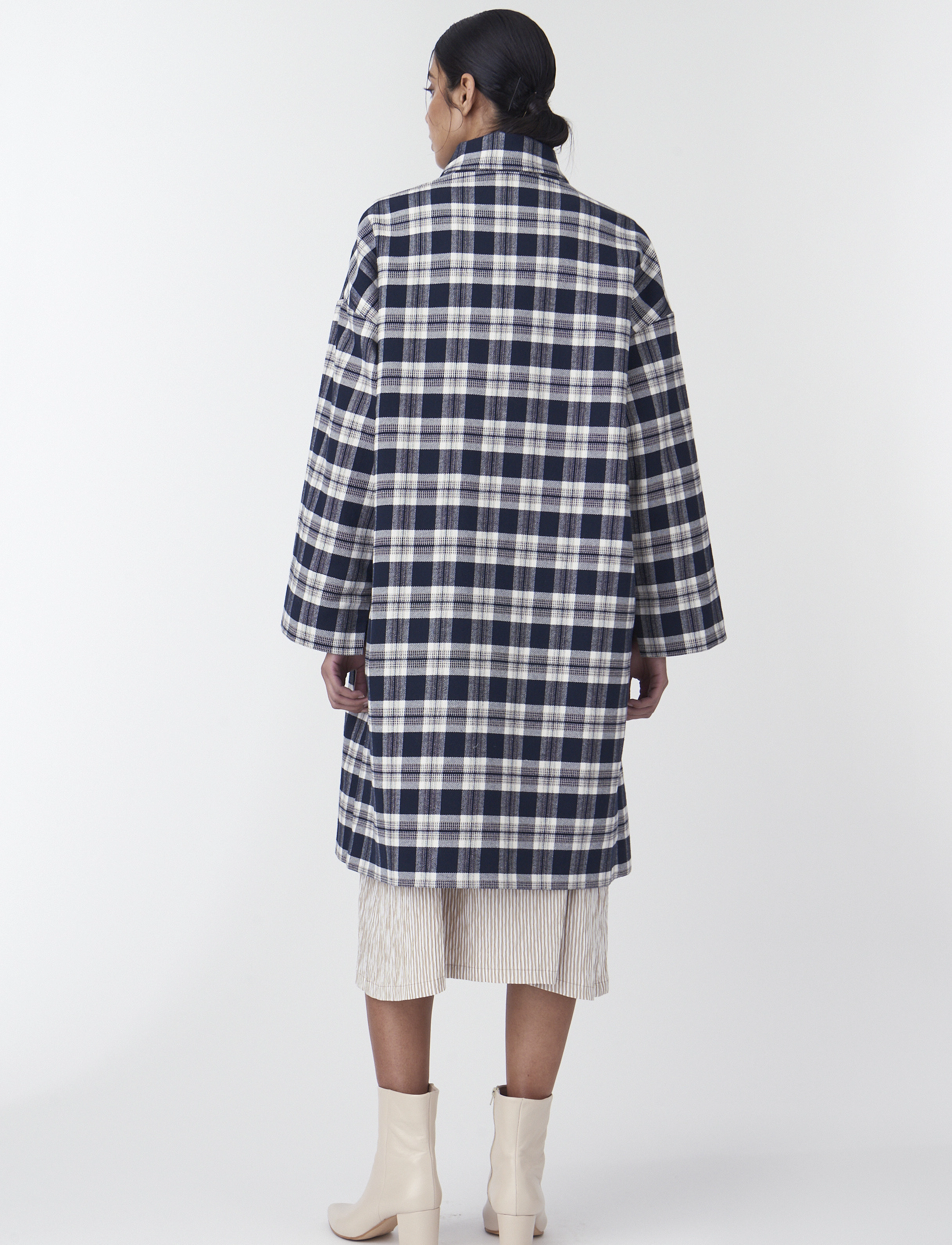 Naja Lauf - BABETTE COAT CHECKED TWILL - overtøj - navy - 5