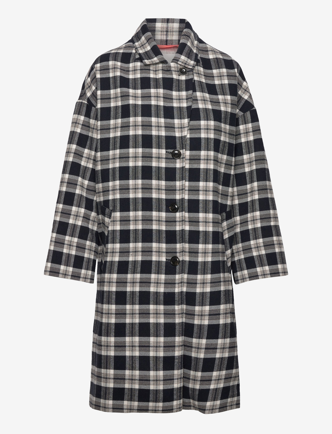 Naja Lauf - BABETTE COAT CHECKED TWILL - overtøj - navy - 3