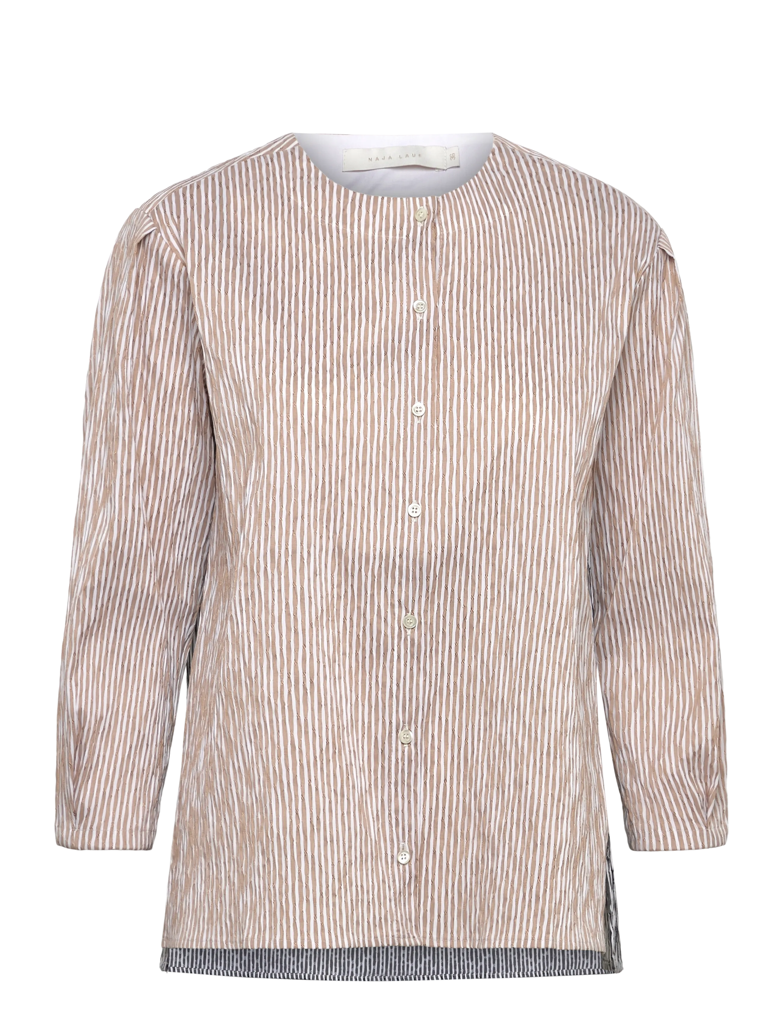 Naja Lauf AGATHE SHIRT UNEVEN STRIPE - Bluser & Skjorter - BEIGE / beige
