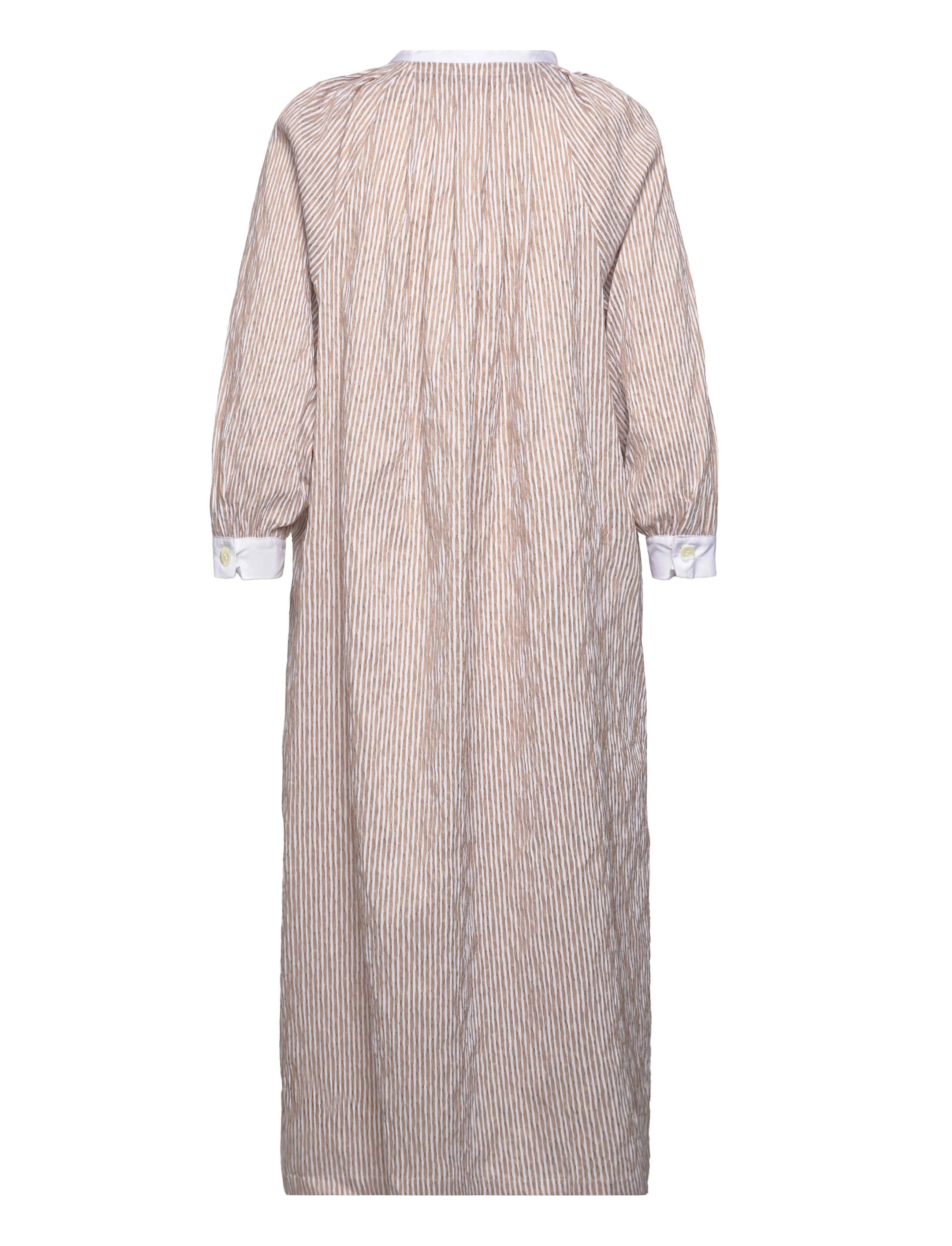 Naja Lauf - DANIELLE DRESS UNEVEN STRIPE - skjortekjoler - beige - 2