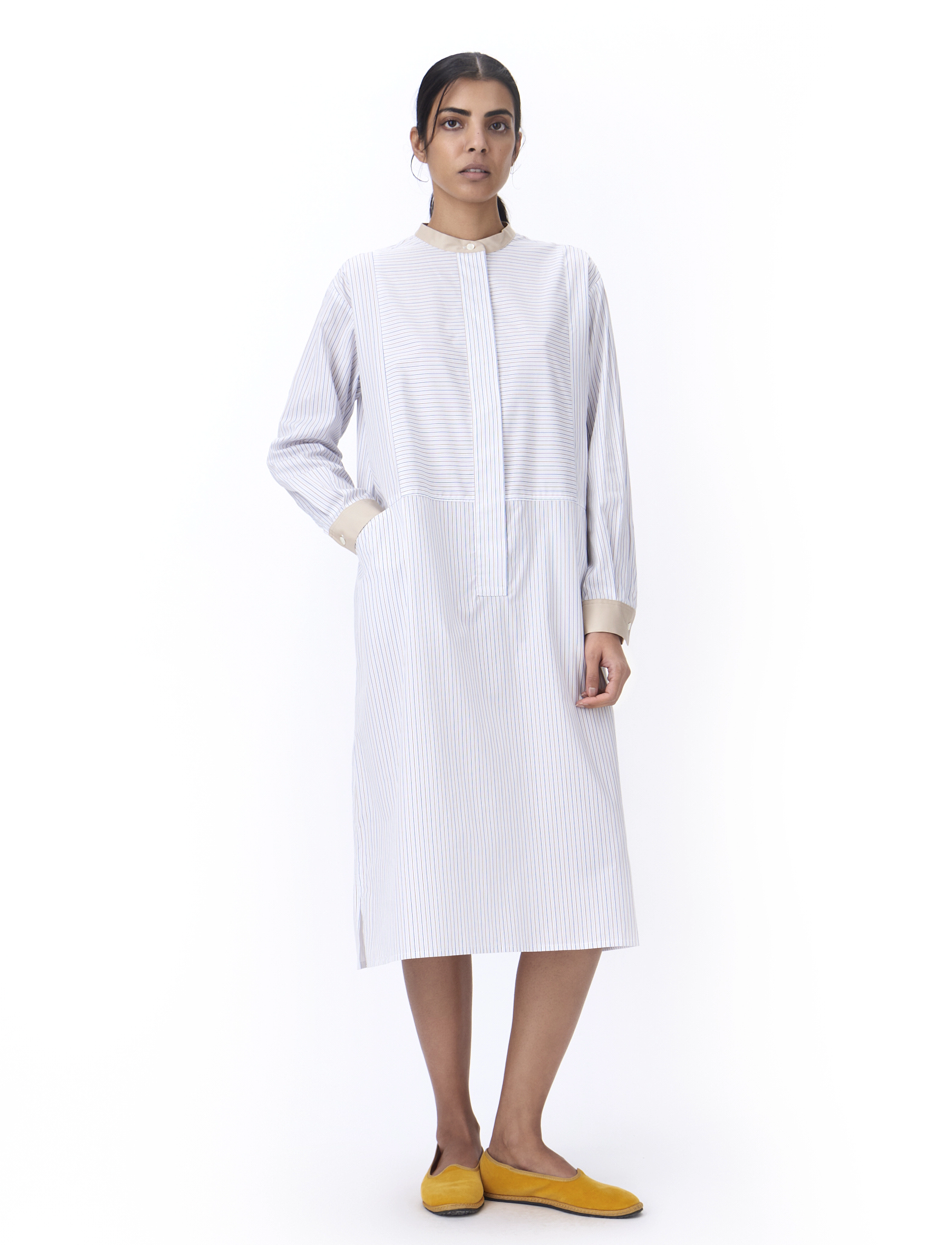 Naja Lauf BARBARA DRESS 2-TONE STRIPE - Skjortklänningar - BLUE/BROWN / blue