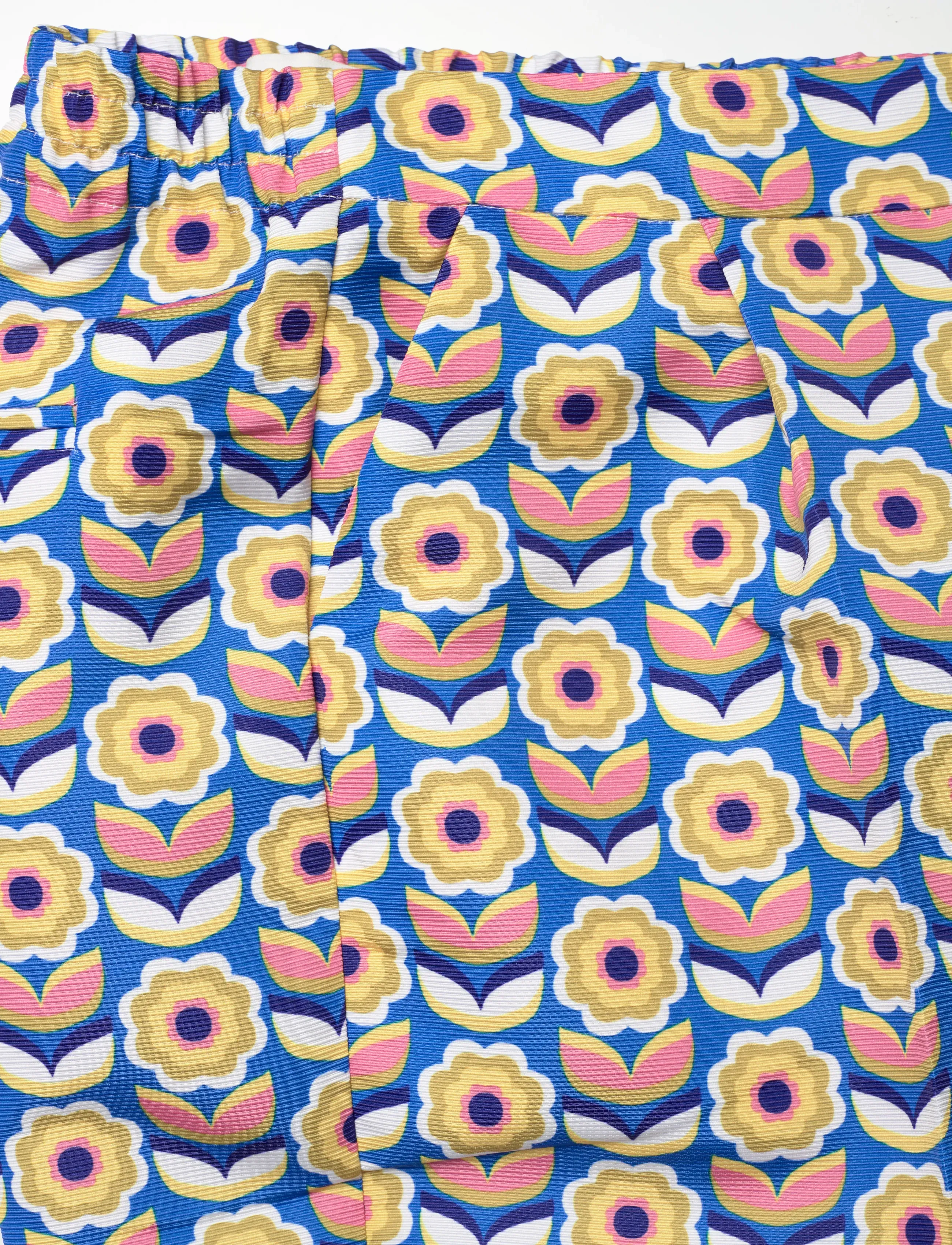 Naja Lauf - ANNICA PANTS RIBBED 60S FLOWERS - slim fit hosen - bright blue - 2